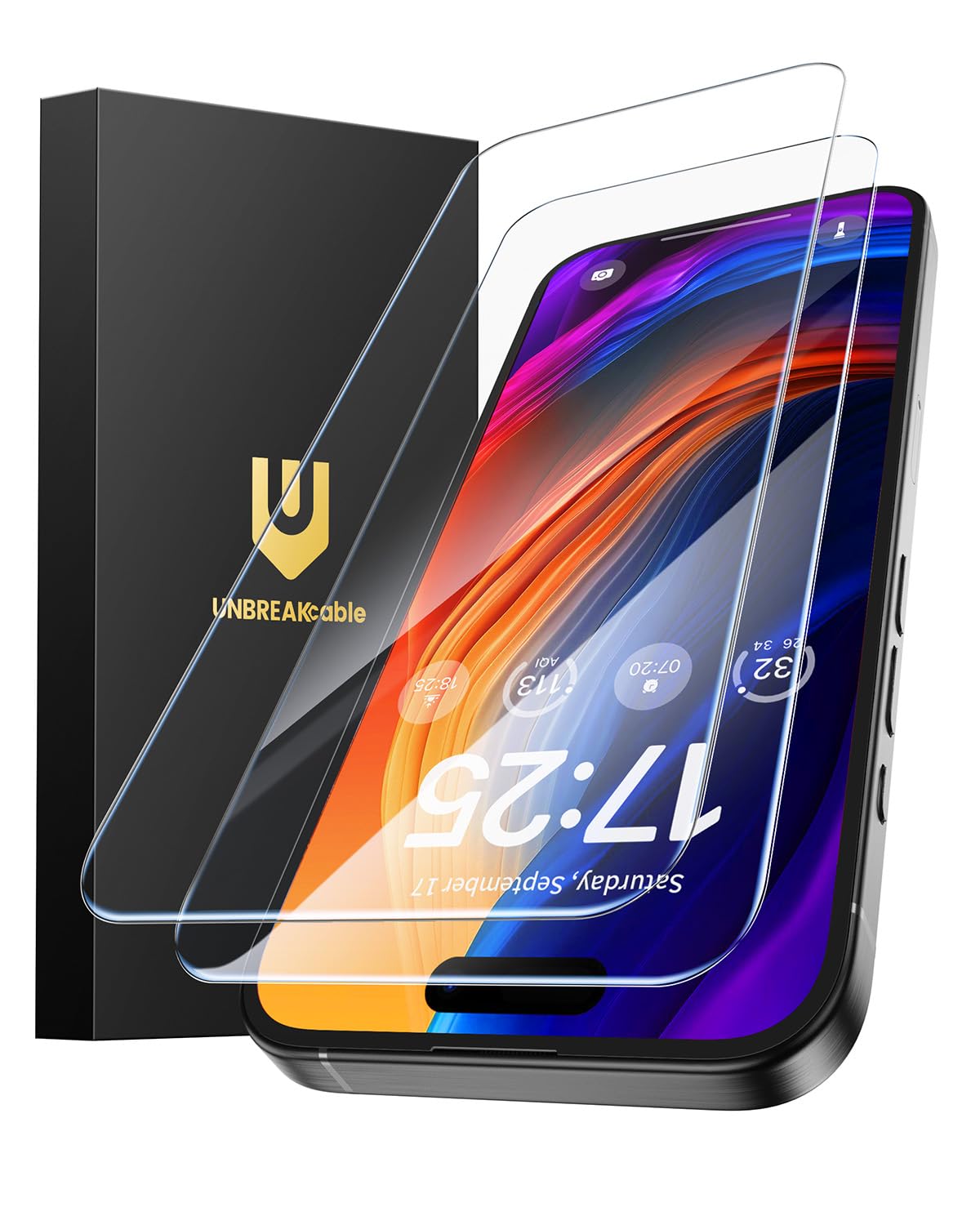 UNBREAKcable 2-Pack Screen Protector for iPhone 17 Pro Tempered Glass
