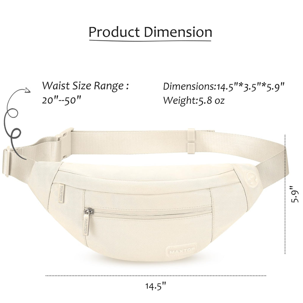 MAXTOP Large Fanny Pack for Women Men Crossbody Bag with 4-Zipper Pockets