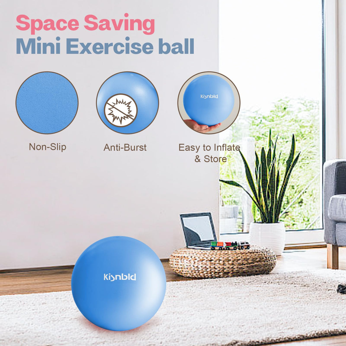 kisnbld 9 Inch Pilates Ball, Small Exercise Ball for Core &Physical Therapy