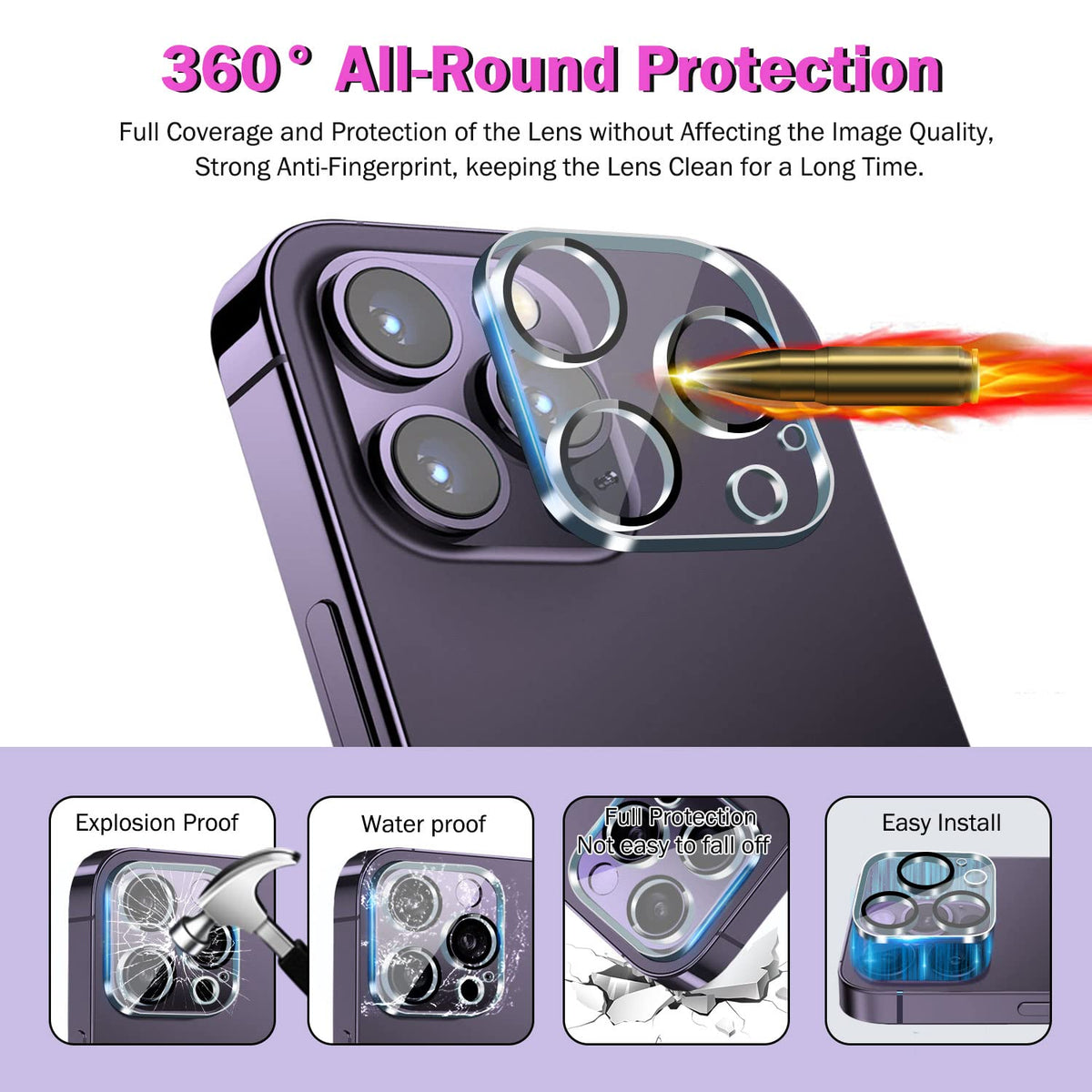QHOHQ for iPhone 18 Pro Screen Protector, 9H+ Tempered Glass, 3+3 Pack