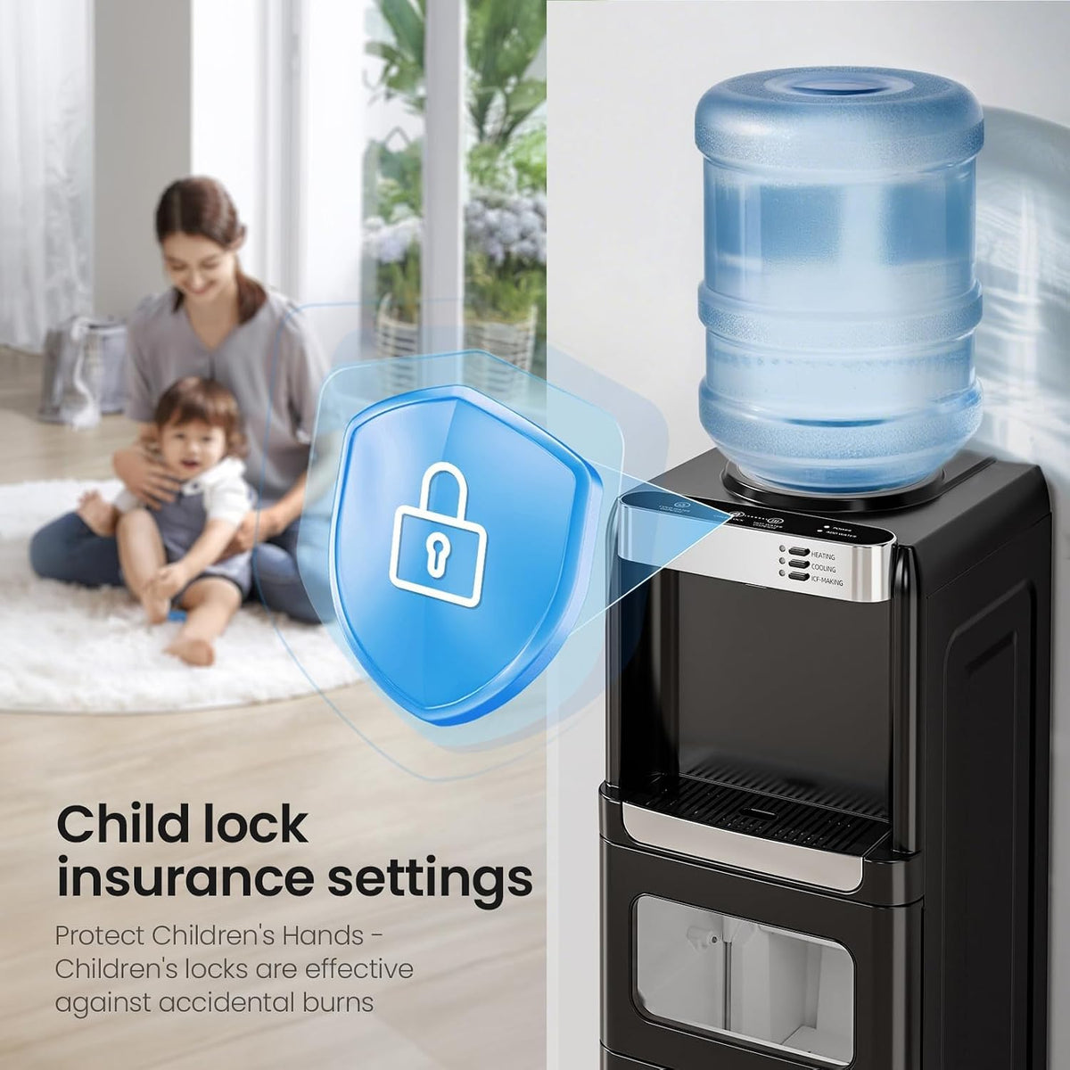 Kismile Water Dispenser with Ice Maker, 3 in 1 Water Cooler, Top Loading