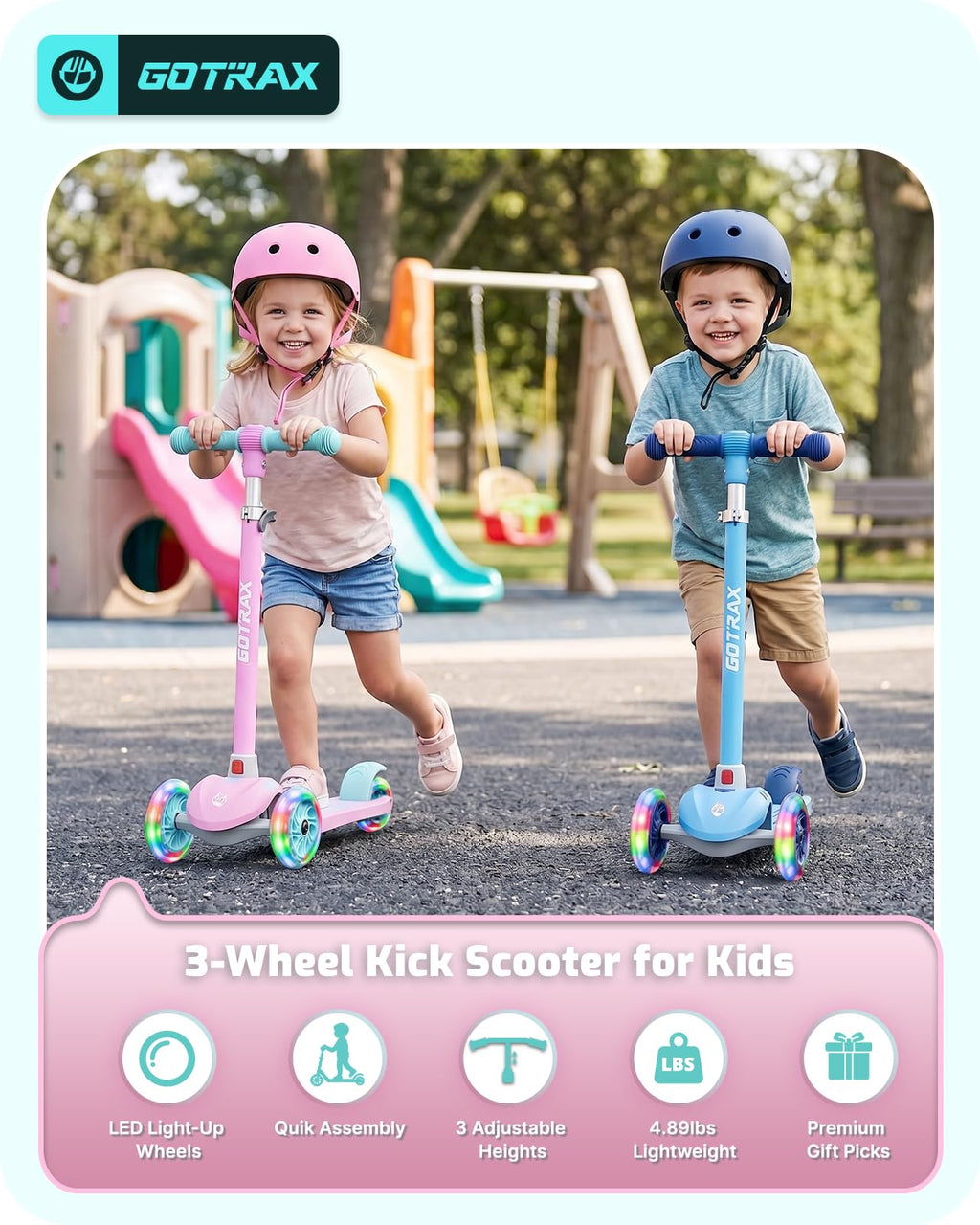 Gotrax KS1 Kids Kick Scooter, 3 Wheels for Boys & Girls 2-8, Gifts