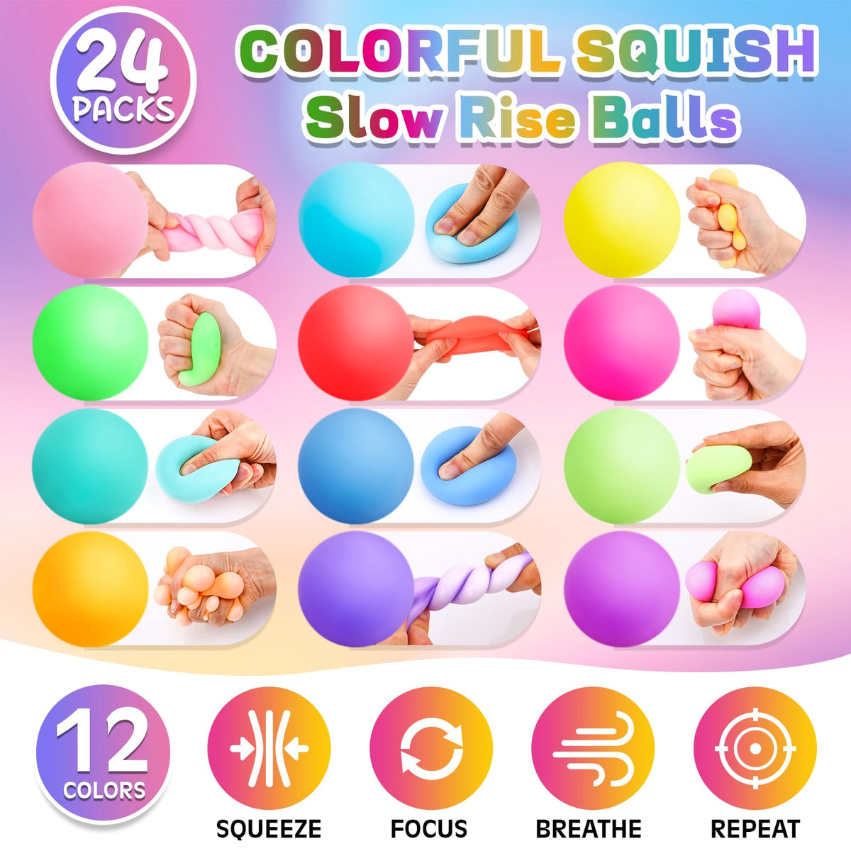 VISCOO 12 Pack Slow Rising Stress Cube, Stress Balls Fidget Squishy Toys