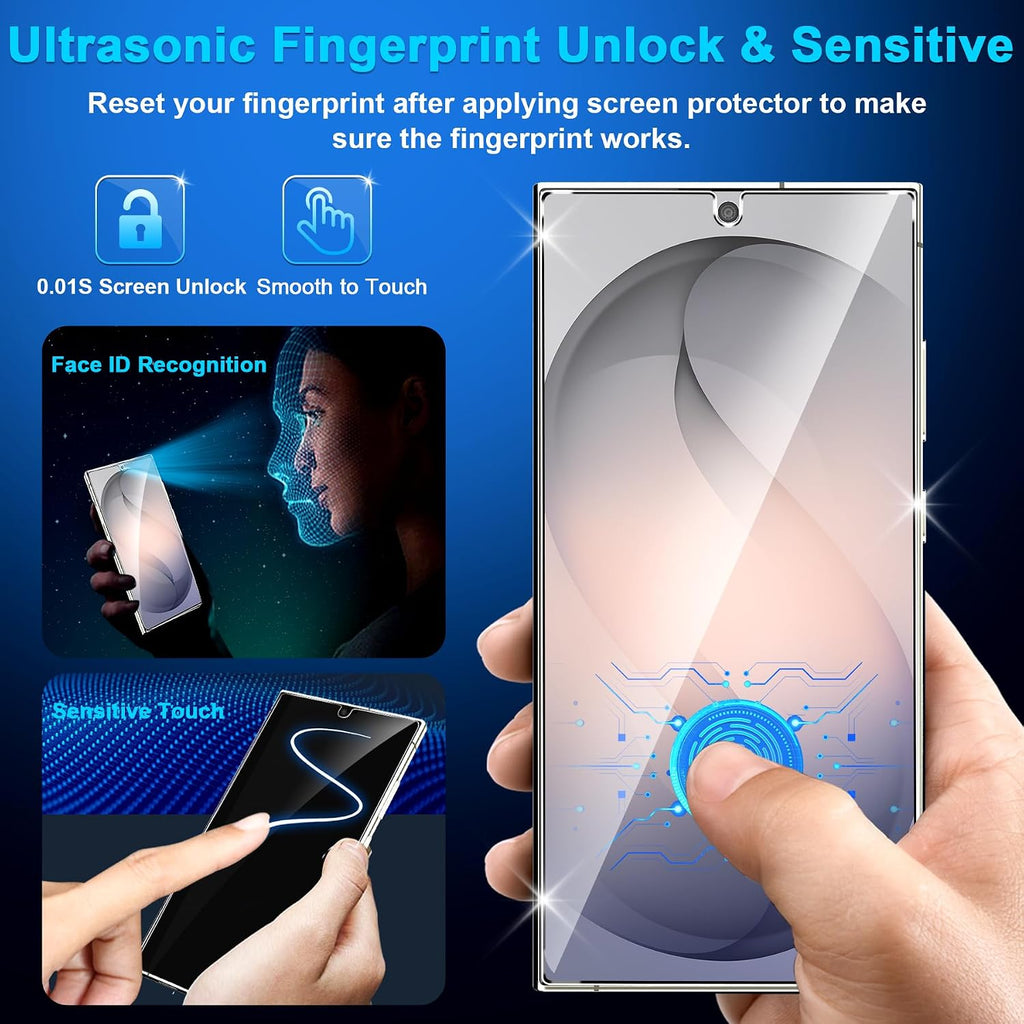 firtstnow 3 Pack for Samsung Galaxy S25 Ultra Screen Protector Tempered Glass + 3 Pack Camera Lens Protector, Military Grade Shatterproof, 9H Hardness, Fingerprint Unlock,Case Friendly 6.9 Inch