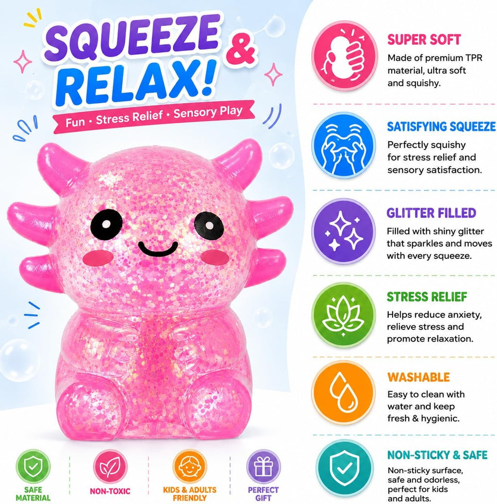 Axolotl Squishy Stress Ball, Soft Slow Rising Sensory Toy