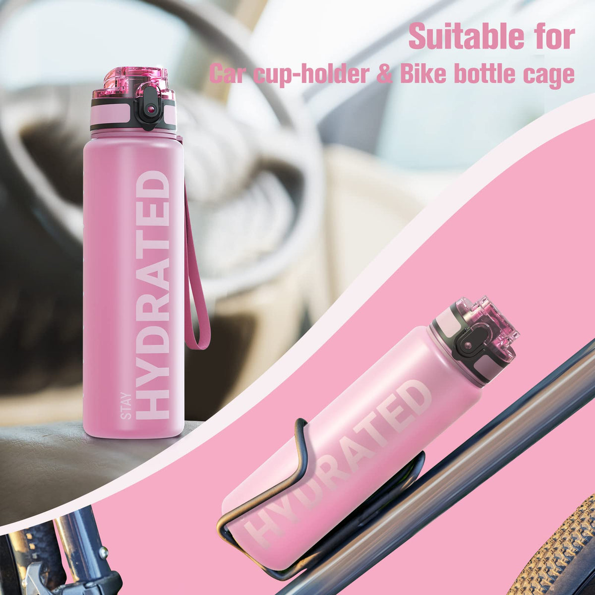 Sahara Sailor Water Bottle 32oz, Tritan Sports Bottle with Time Marker