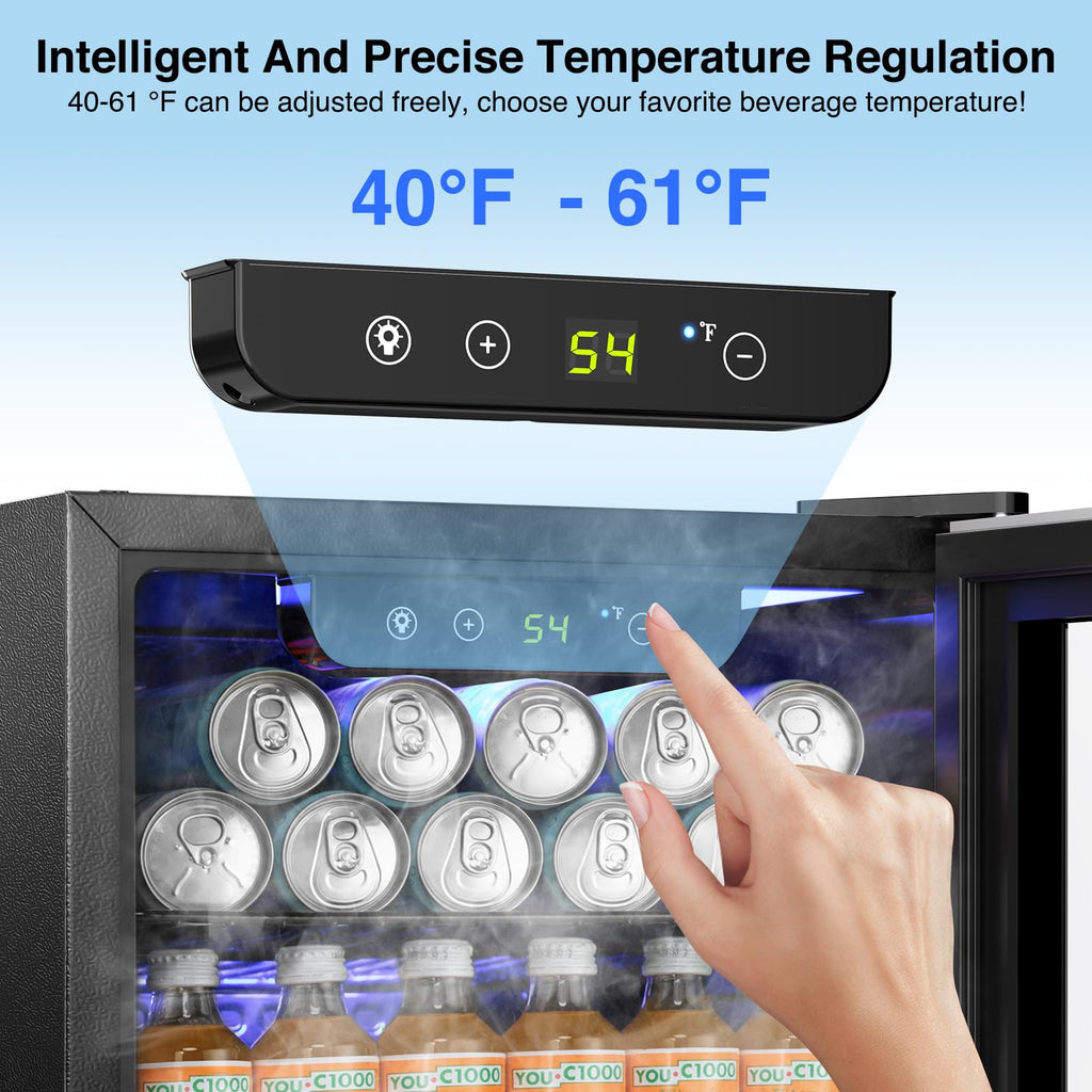 Kismile 18 Bottle Freestanding Wine Cooler Refrigerator, 1.7 Cu. Ft Mini Wine Fridge with Digital Temperature Control, Single Zone Cooling, Double-Layer Glass Door & Removable Shelves, 40-61°F