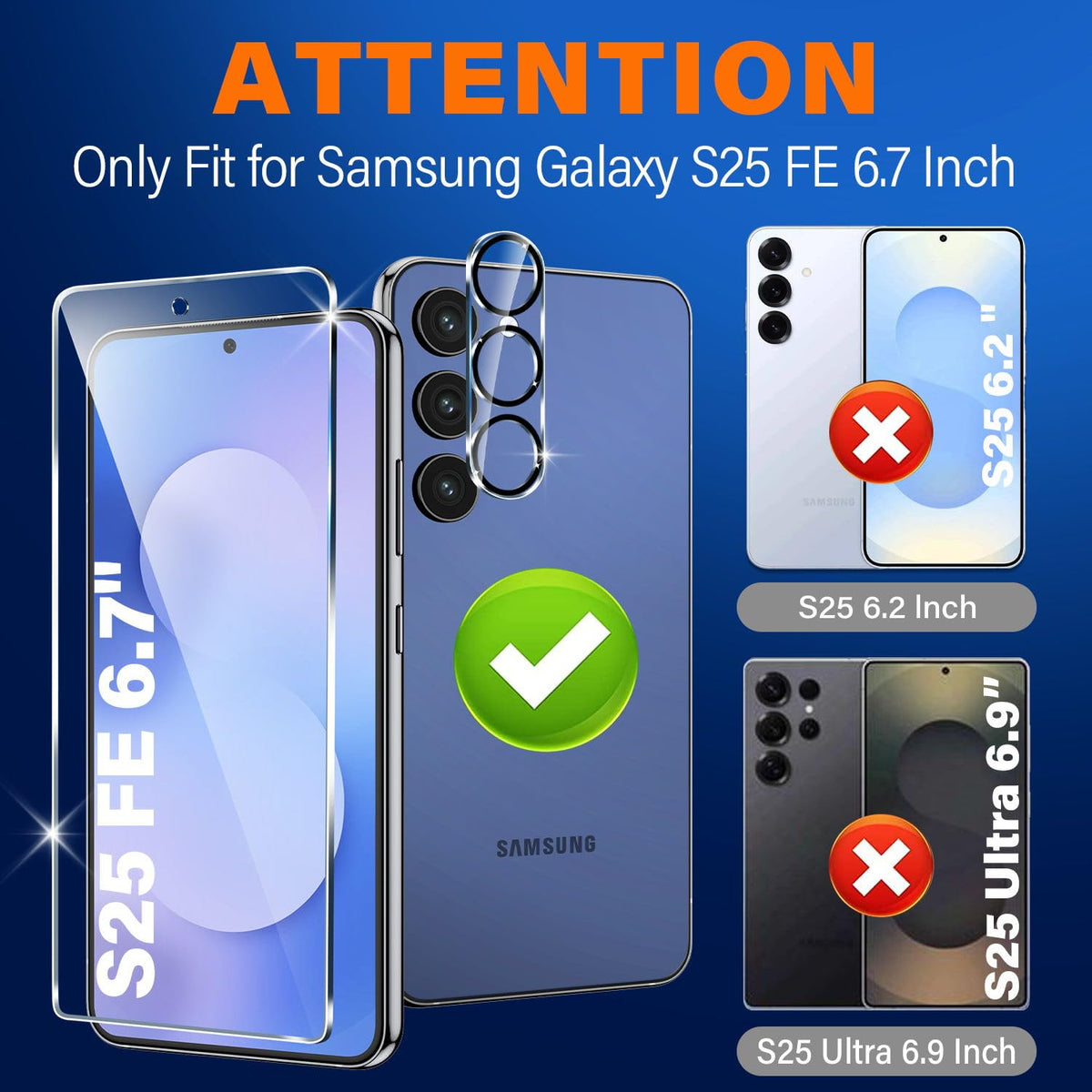 firtstnow 3 Pack for Samsung Galaxy S25 Ultra Screen Protector Tempered Glass + 3 Pack Camera Lens Protector, Military Grade Shatterproof, 9H Hardness, Fingerprint Unlock,Case Friendly 6.9 Inch