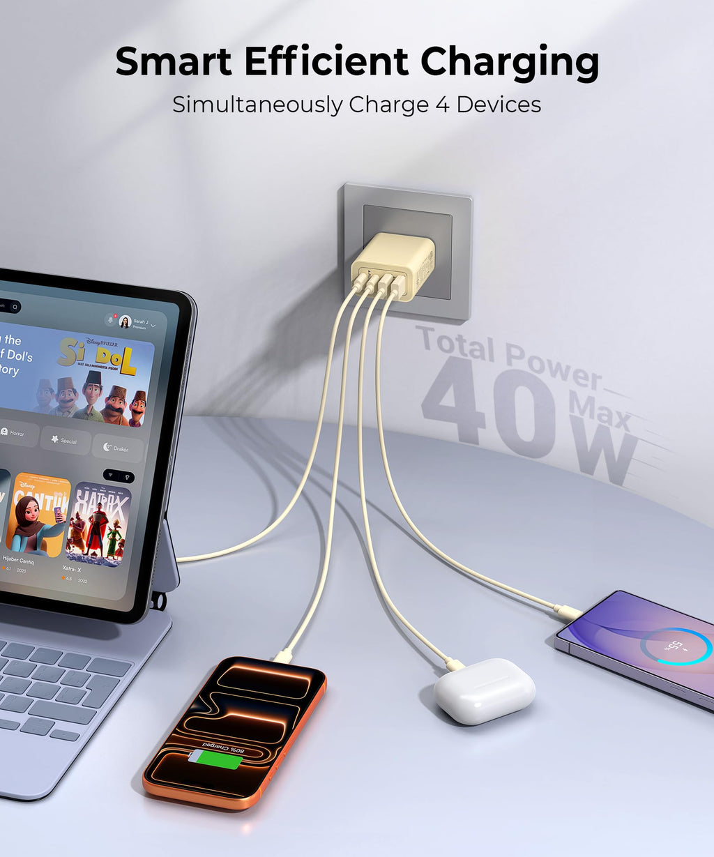[2-Pack] USB C Wall Charger, 40W Type C Charger Fast Charging Blocks