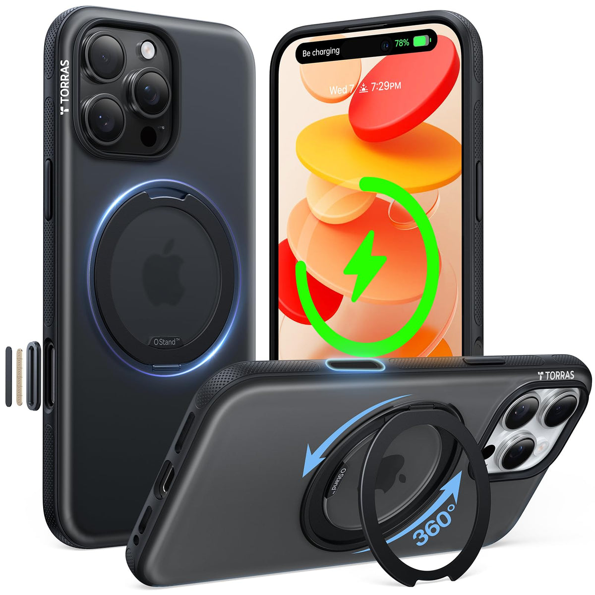 TORRAS 360 Magnetic Stand for iPhone 17 Pro Max Case, Clear