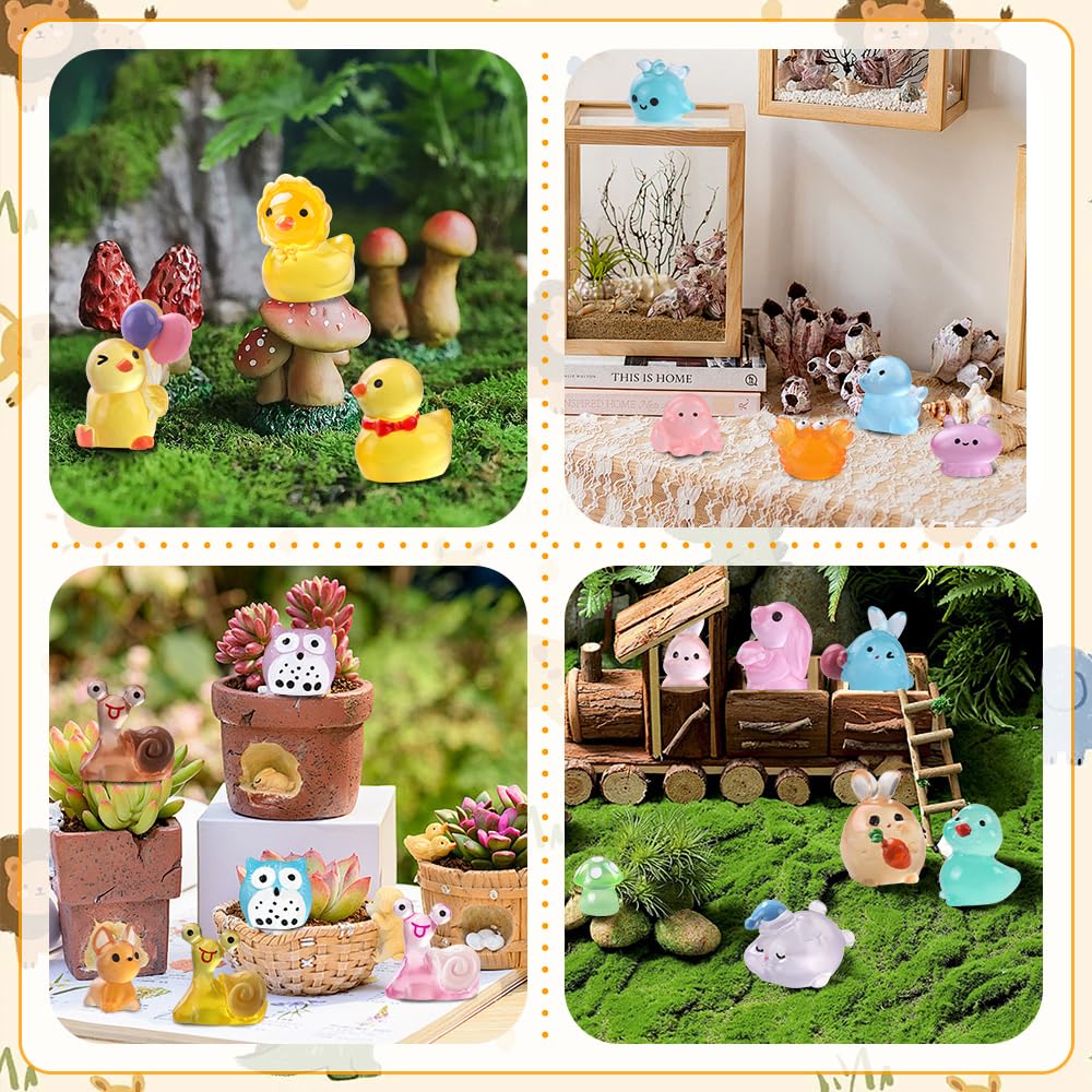 DIYDEC 40PCS Christmas Mini Ducks Figures Toys Miniature Resin Animal Decor