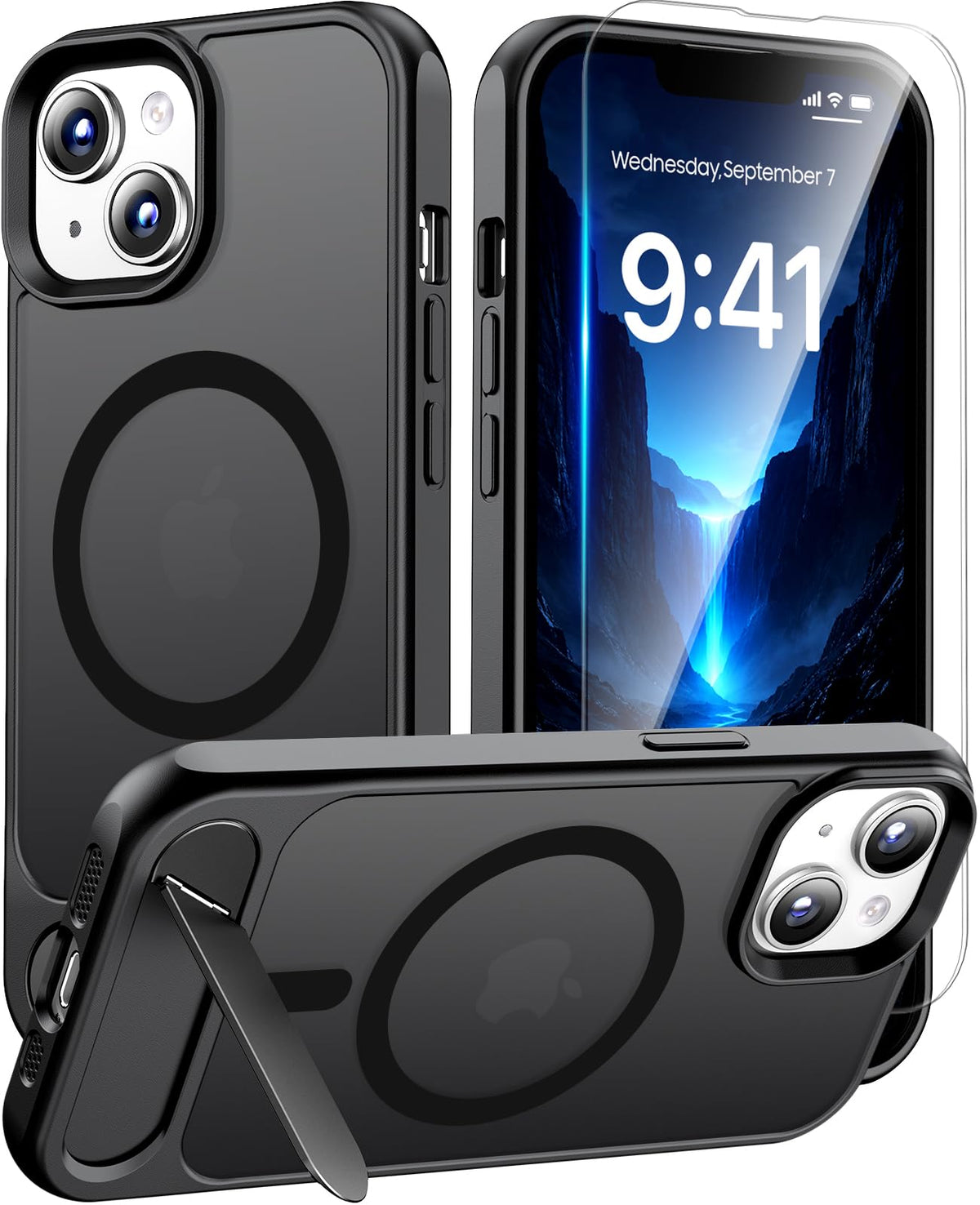 Magnetic for iPhone 15 Case with Stand, Clear