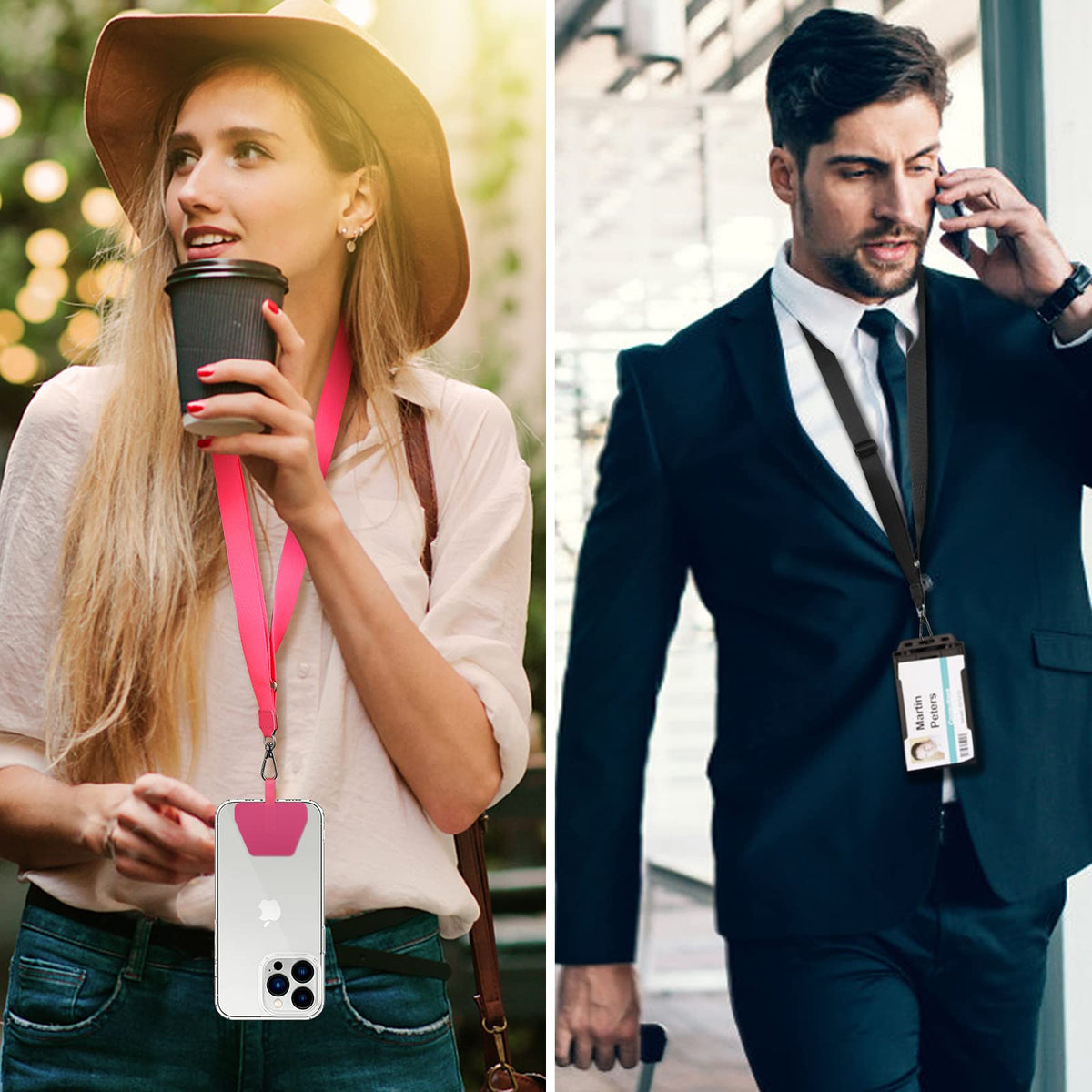 CACOE Phone Lanyard, Black+Gray, 2 Pack
