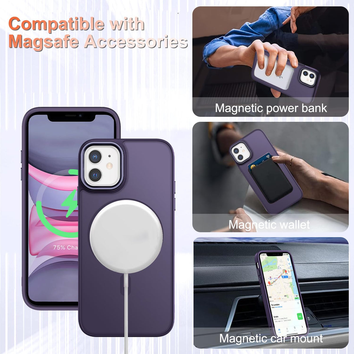 YENAPOON for iPhone 14 Case, iPhone 13 Case, Matte Magnetic Case, Black