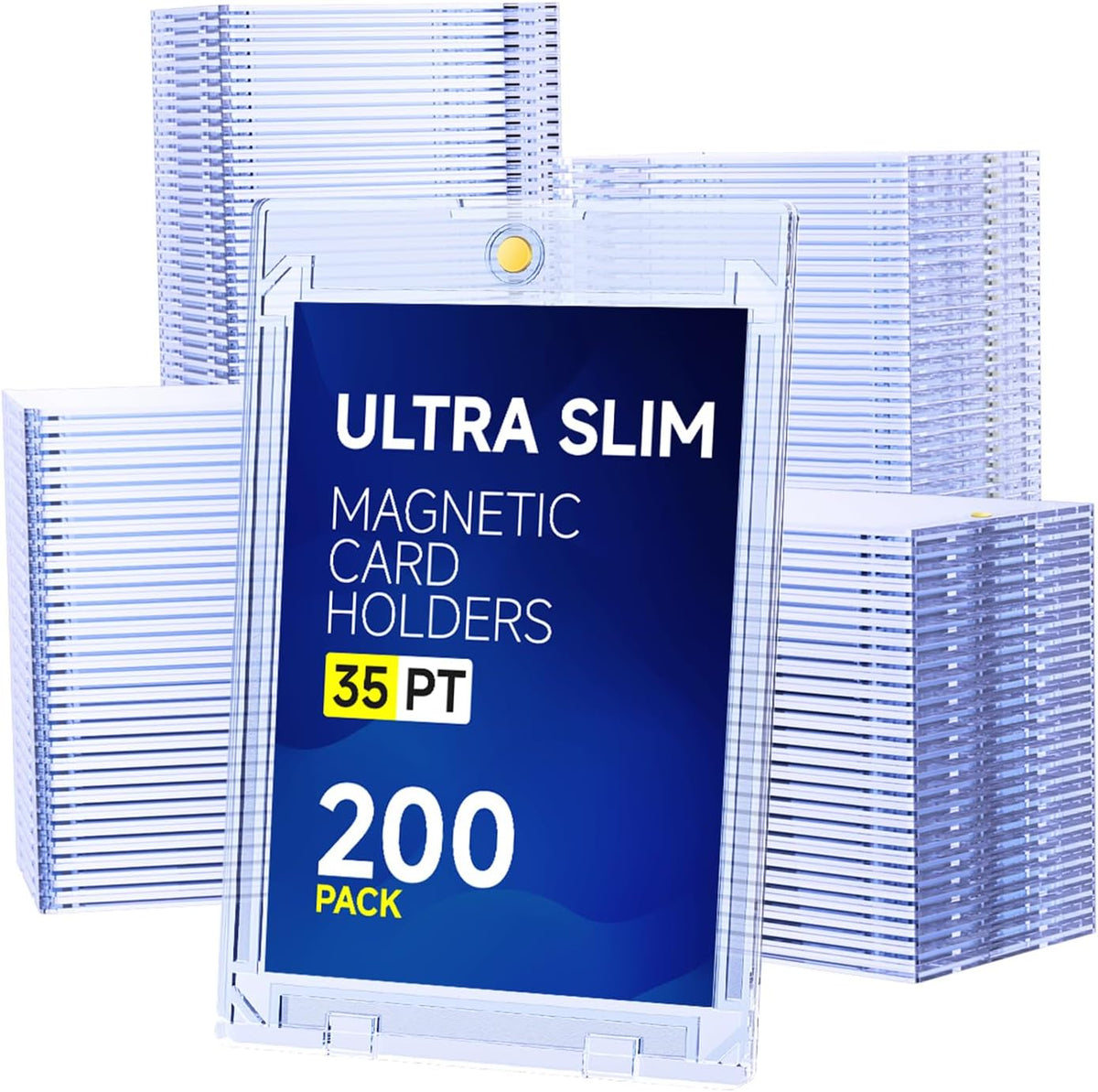 Basthalan 200ct Magnetic Card Holder, 35pt Slim One Touch Card Holder