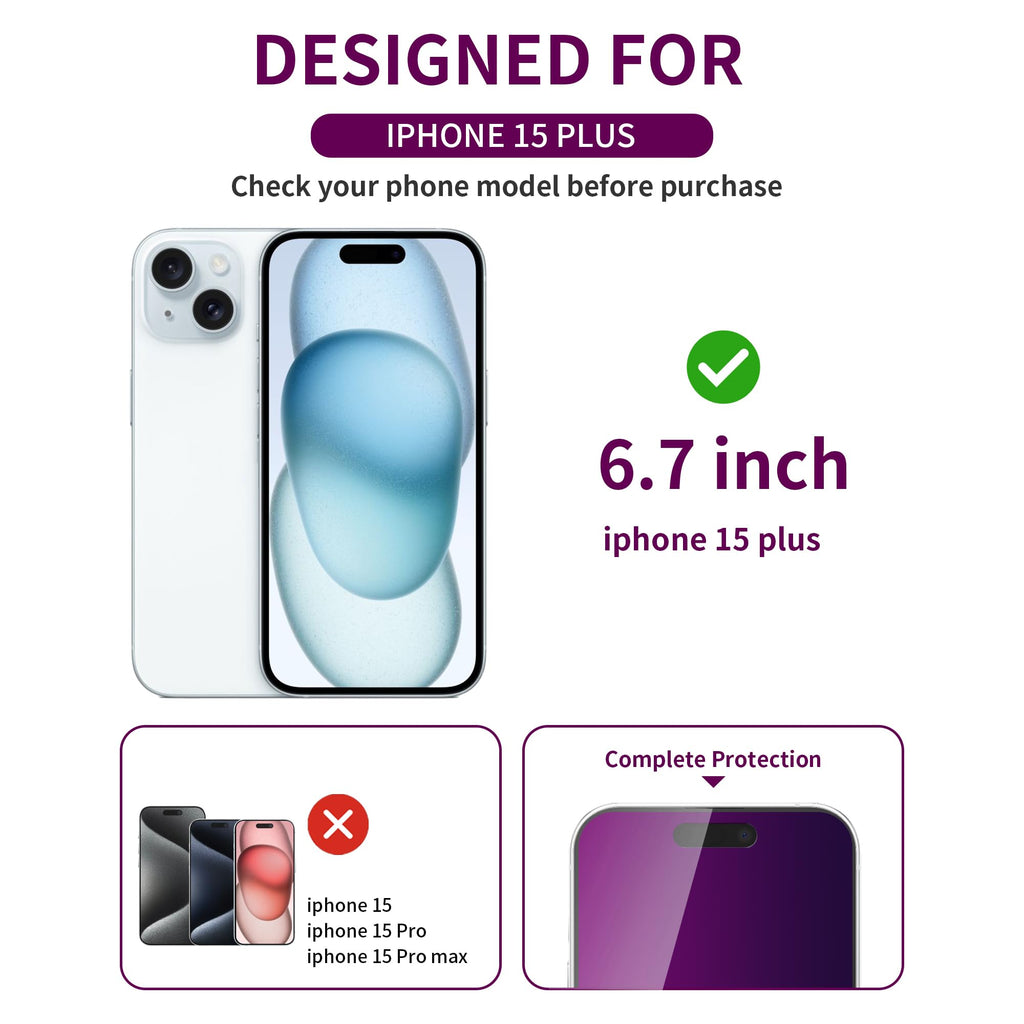 2 Pack Privacy Screen Protector for iPhone 14 Pro Max Purple