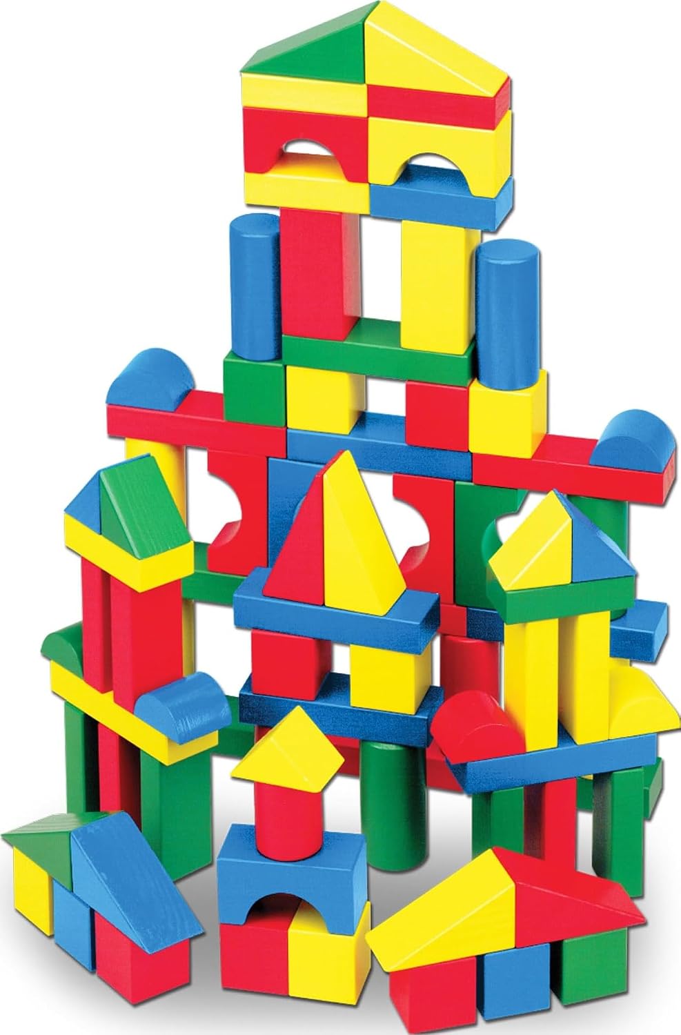 Melissa & Doug 100 Wooden Building Blocks with Storage Box