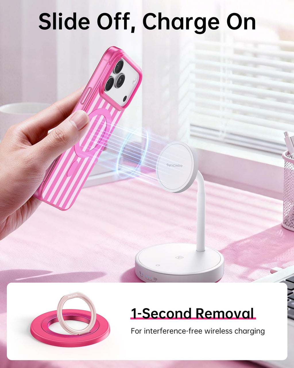 SYNCWIRE for MagSafe Phone Grip, Magnetic Phone Ring Holder Stand Kickstand