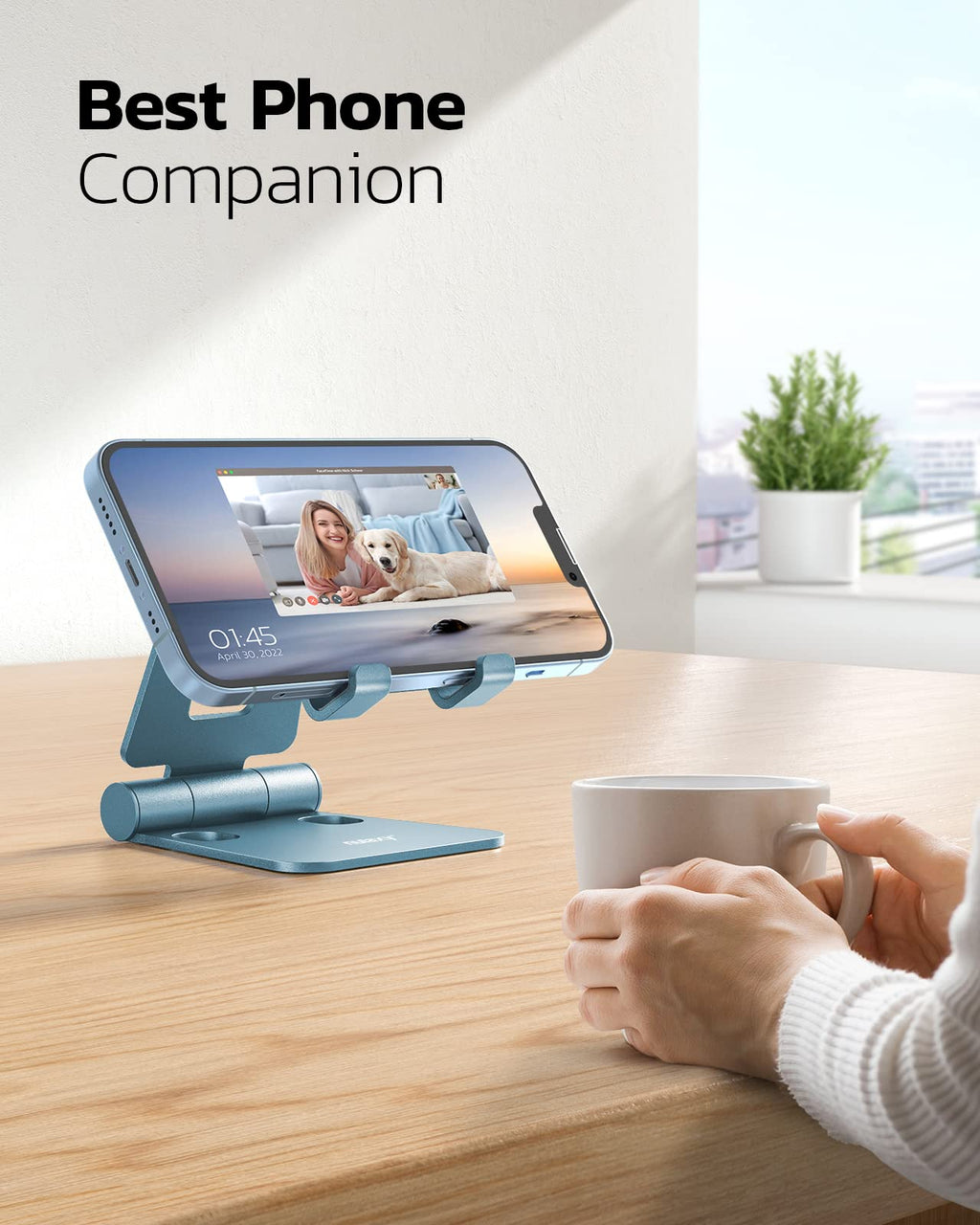Nulaxy Full Aluminum Dual Folding Cell Phone Stand for Desk, Purple