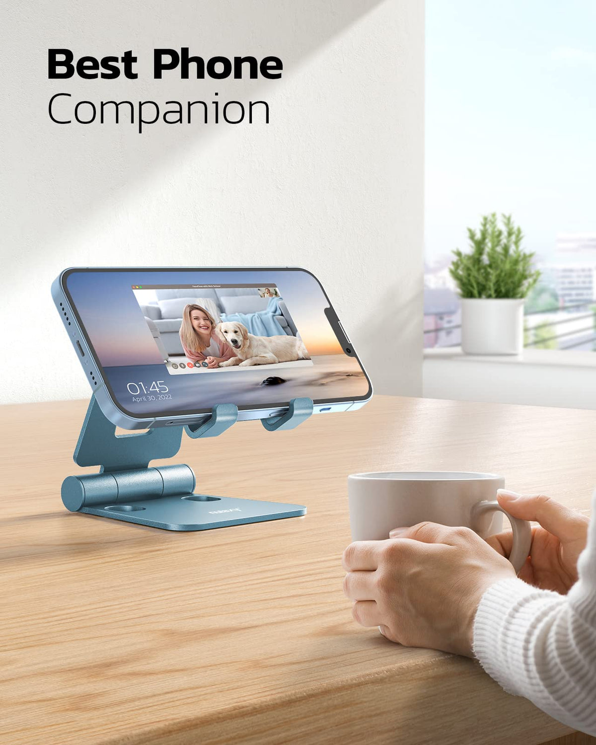 Nulaxy Full Aluminum Dual Folding Cell Phone Stand for Desk, Purple