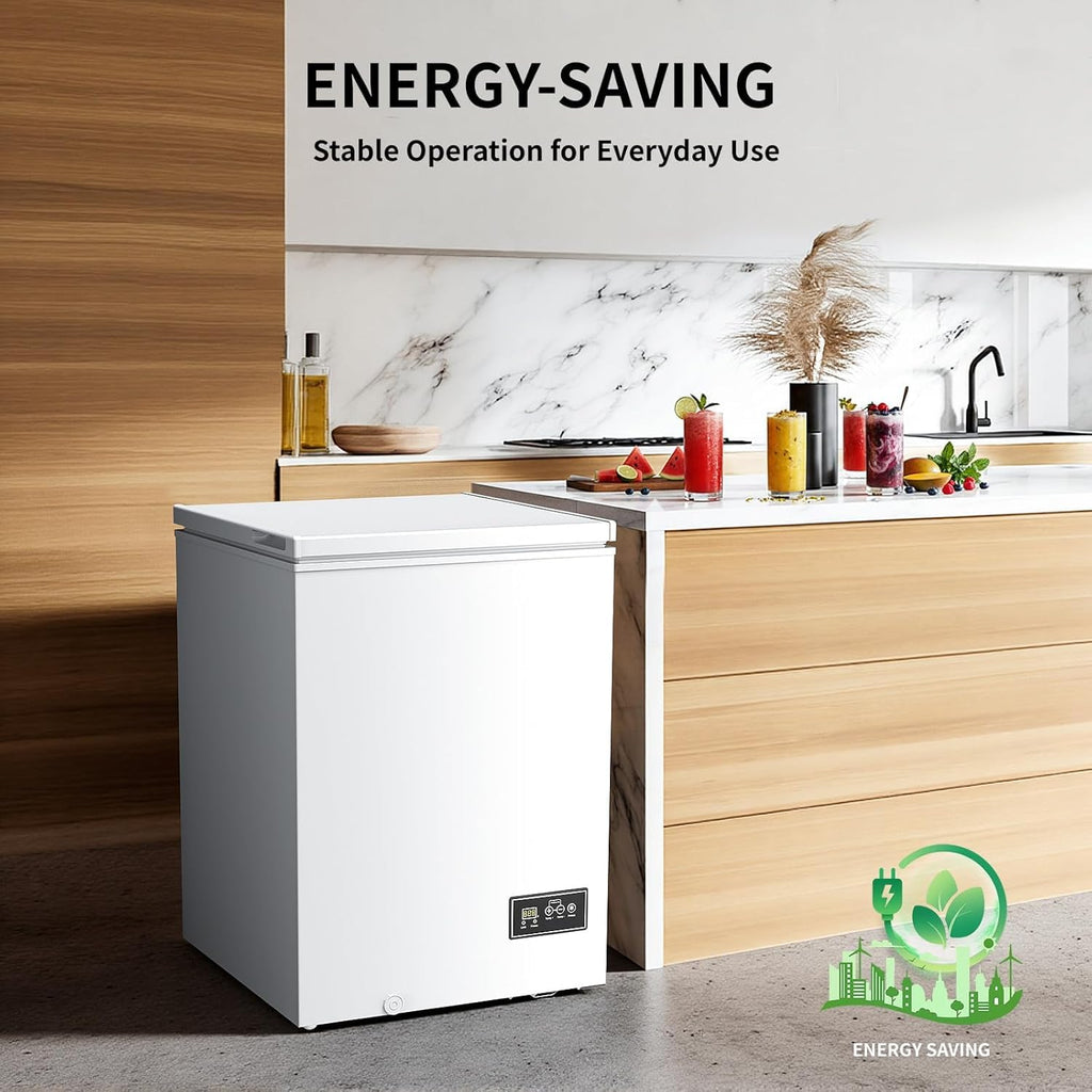 Kismile 3.5 Cu.Ft. Compact Chest Deep Freezer, Top-Opening Design