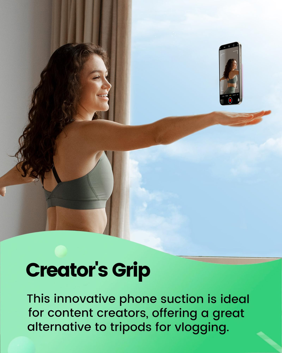 amBand Magnetic Sticky Phone Suction Grip for MagSafe, Removable for Wireless Charging, Durable Magnet Silicone Portable Mount Stand for iPhone 18 17 16 15 14 13 Series, Hands-Free Video/Selfie, Black