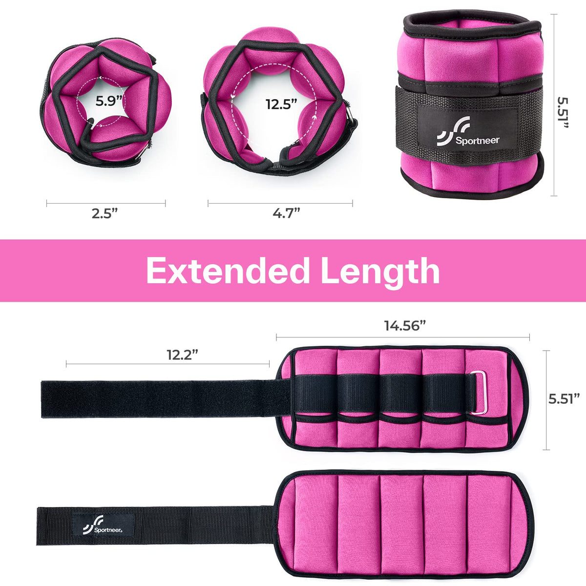 Sportneer Adjustable Ankle Weights, 2-10 lb per Pair, Removable Weights