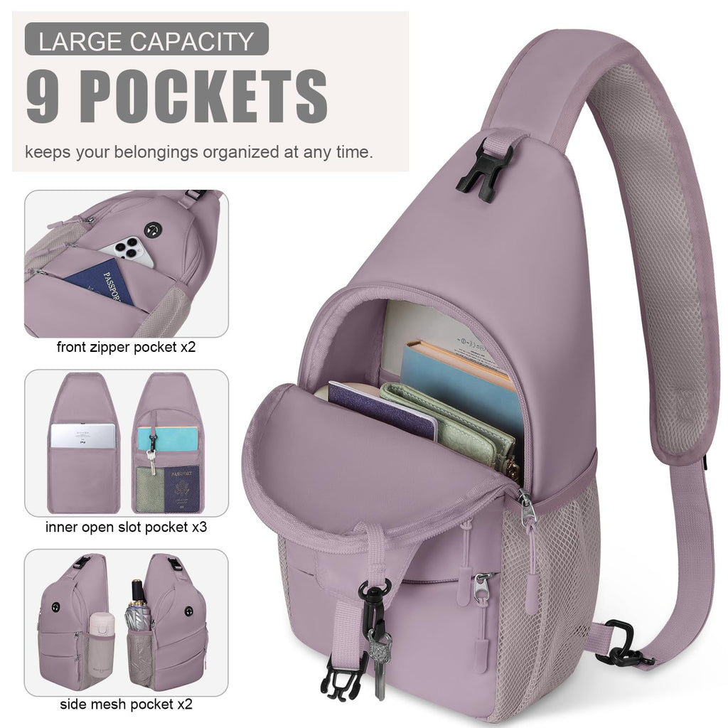 Pritent Crossbody Bags for Women Men Trendy Sling Bag Backpack Casual Chest Bag with Convertible Shoulder Strap