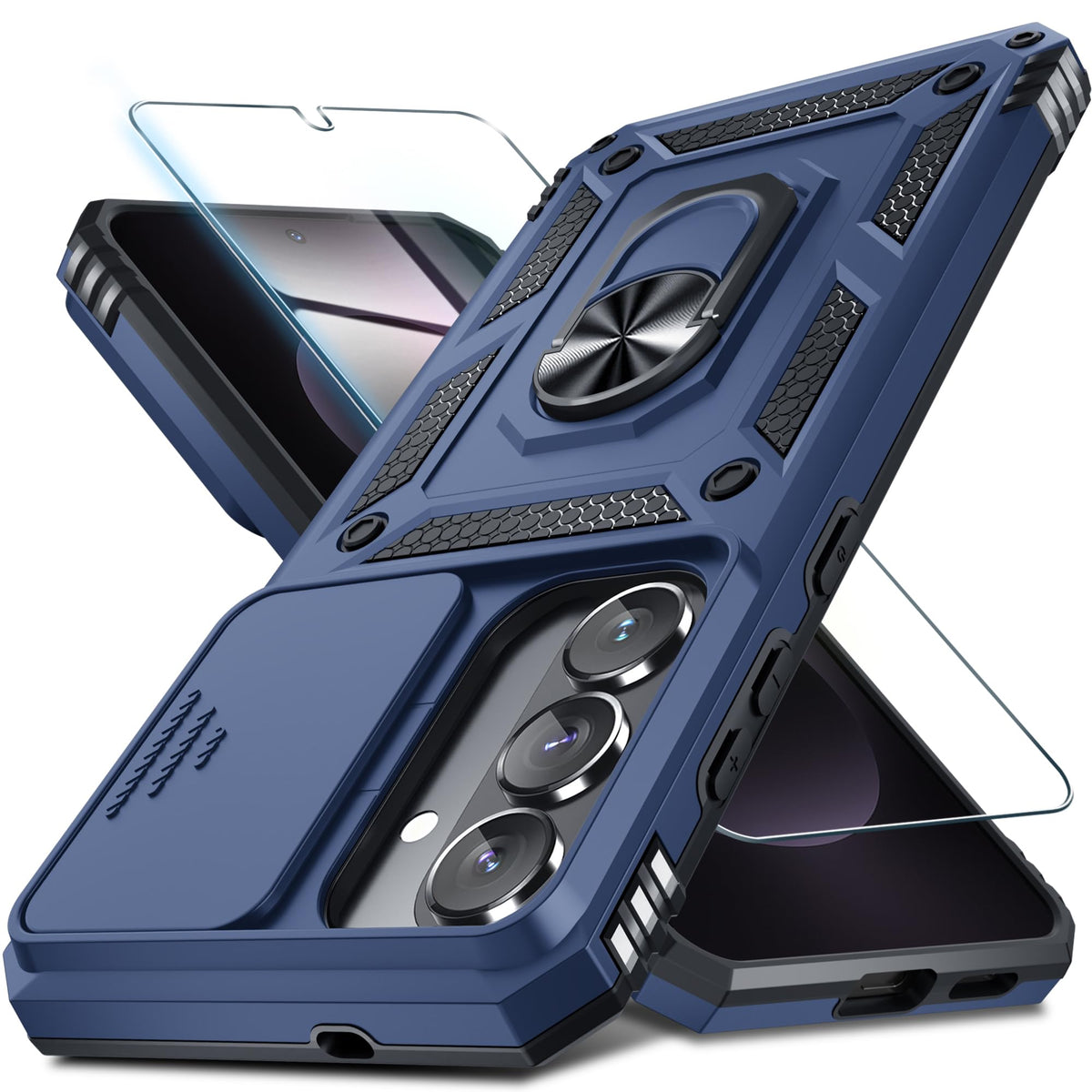 Janmitta for Samsung Galaxy S25 Edge Case Built in Slide Camera Cover,Black