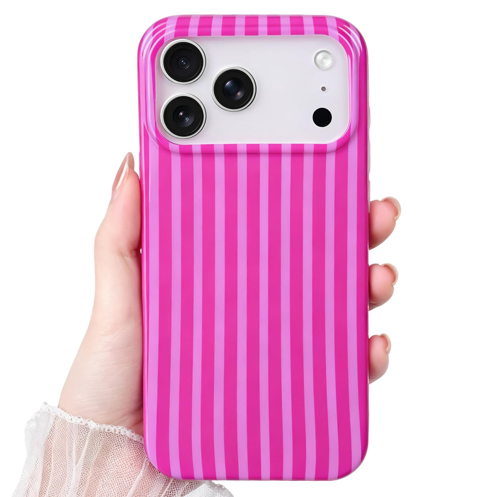 Cute Striped Case for iPhone 12 Pro Max 6.7",Pink/Yellow