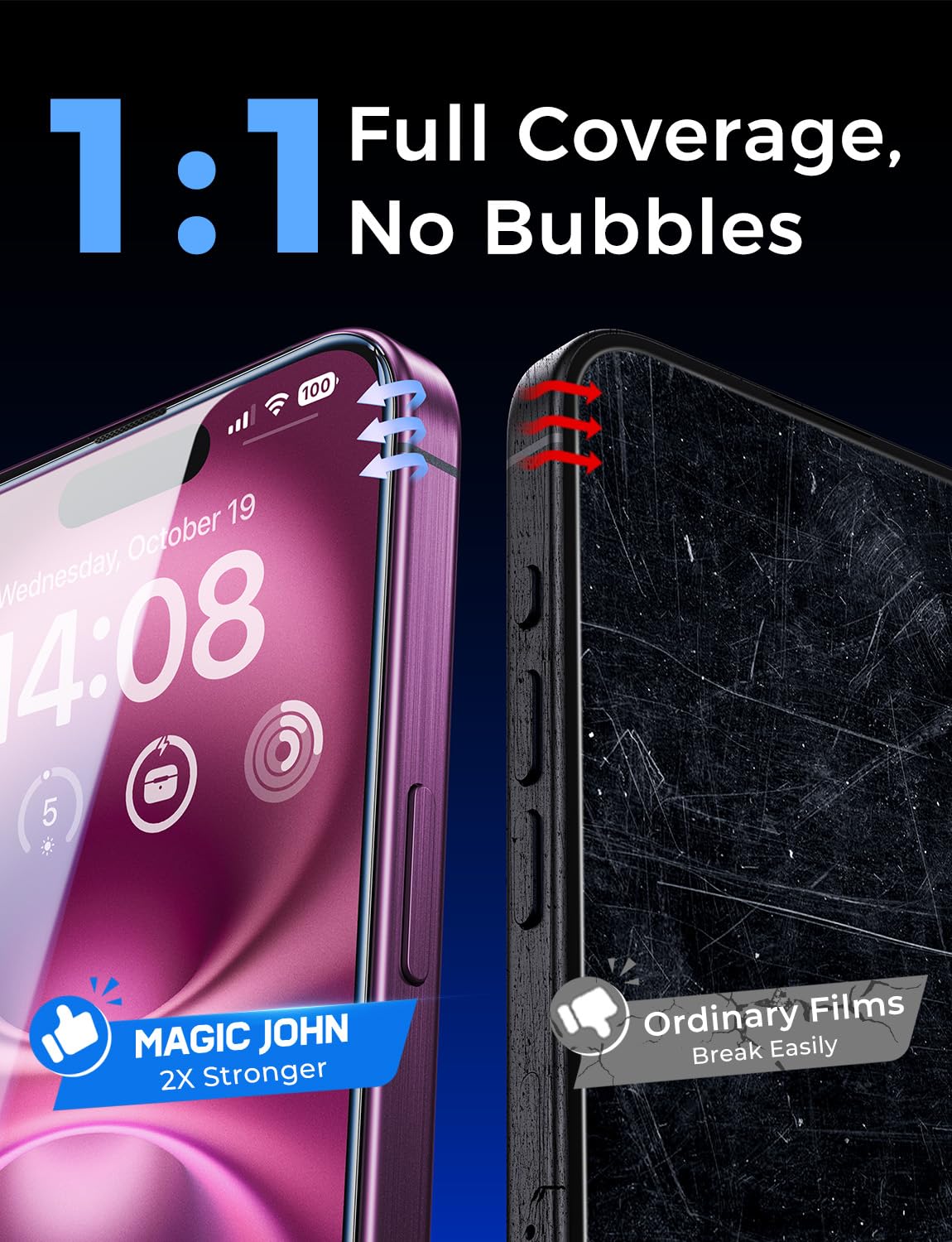 MAGIC JOHN 2 Pack for iPhone 16 Pro Max Tempered Glass Screen Protector
