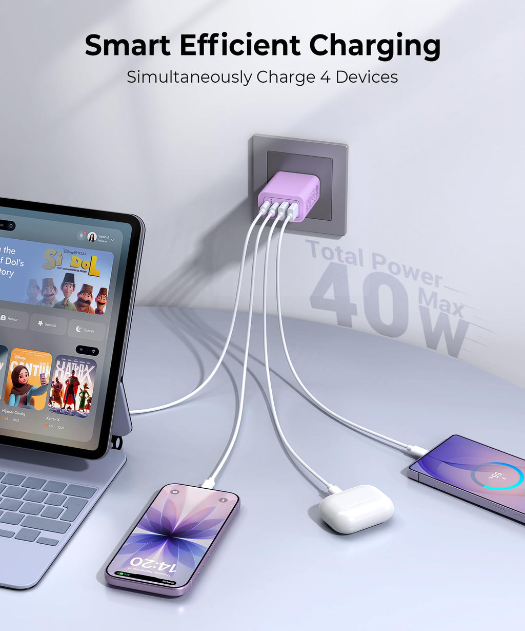 [2-Pack] USB C Wall Charger, 40W Type C Charger Fast Charging Blocks