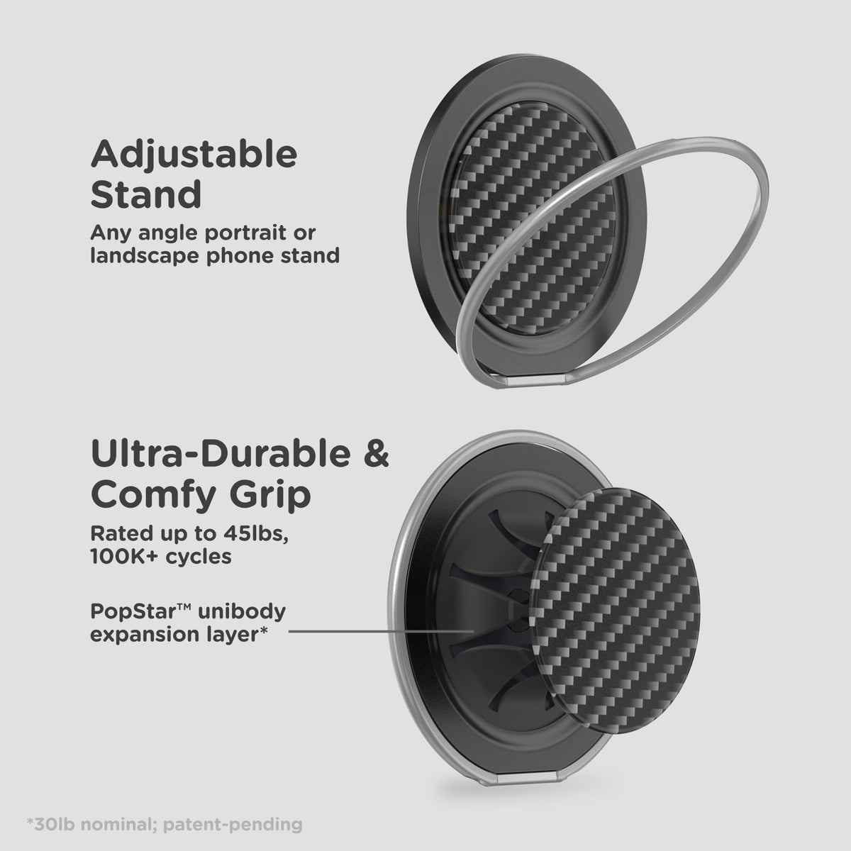 PopSockets Low-Pro Grip for MagSafe, Thin Profile- Gunmetal