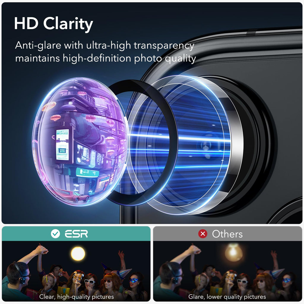 ESR for iPhone Duo Camera Lens Protector, 2 Pack, Black