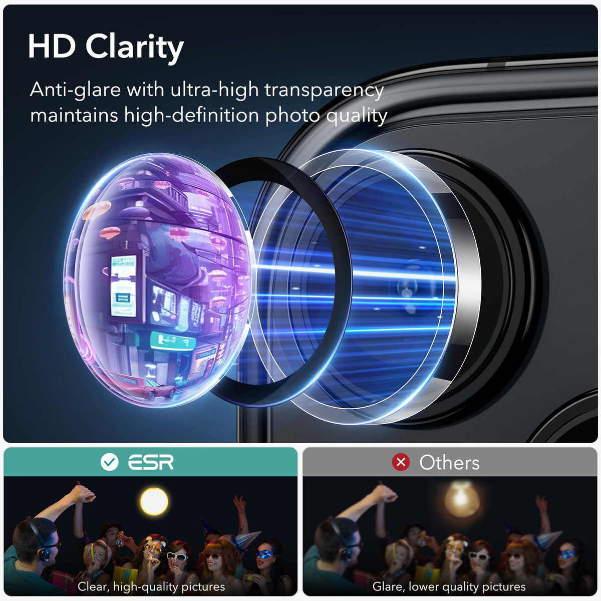 ESR for iPhone Duo Camera Lens Protector, 2 Pack, Black