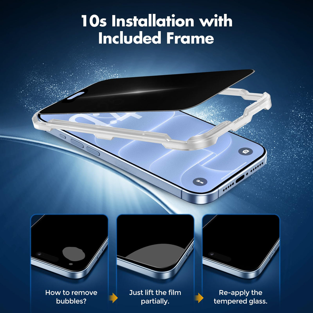UNBREAKcable Privacy Screen Protector for iPhone 16 Pro Max, Full Coverage