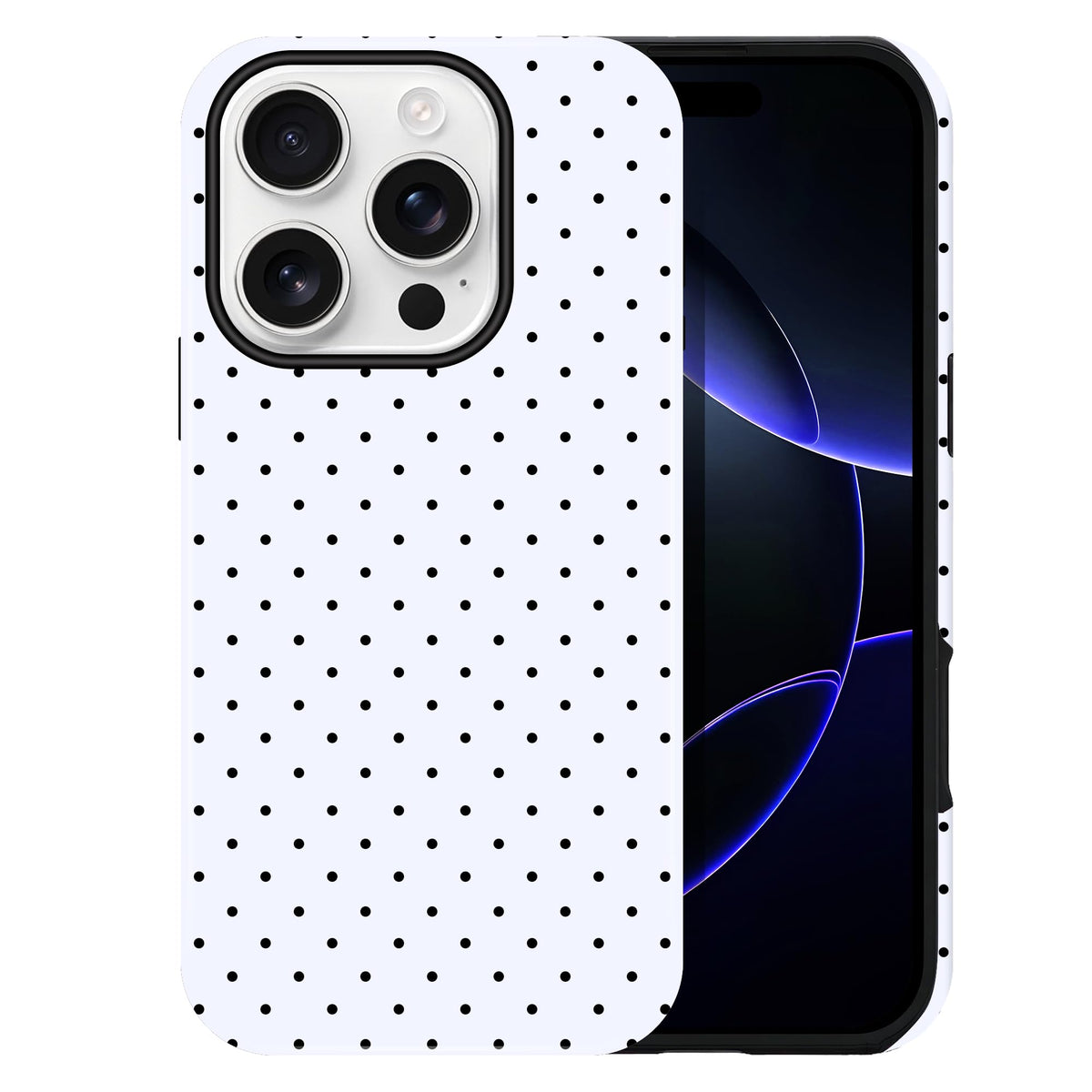 Polka Dot Pattern Phone Case for iPhone 16 Pro Max 6.9", Navy