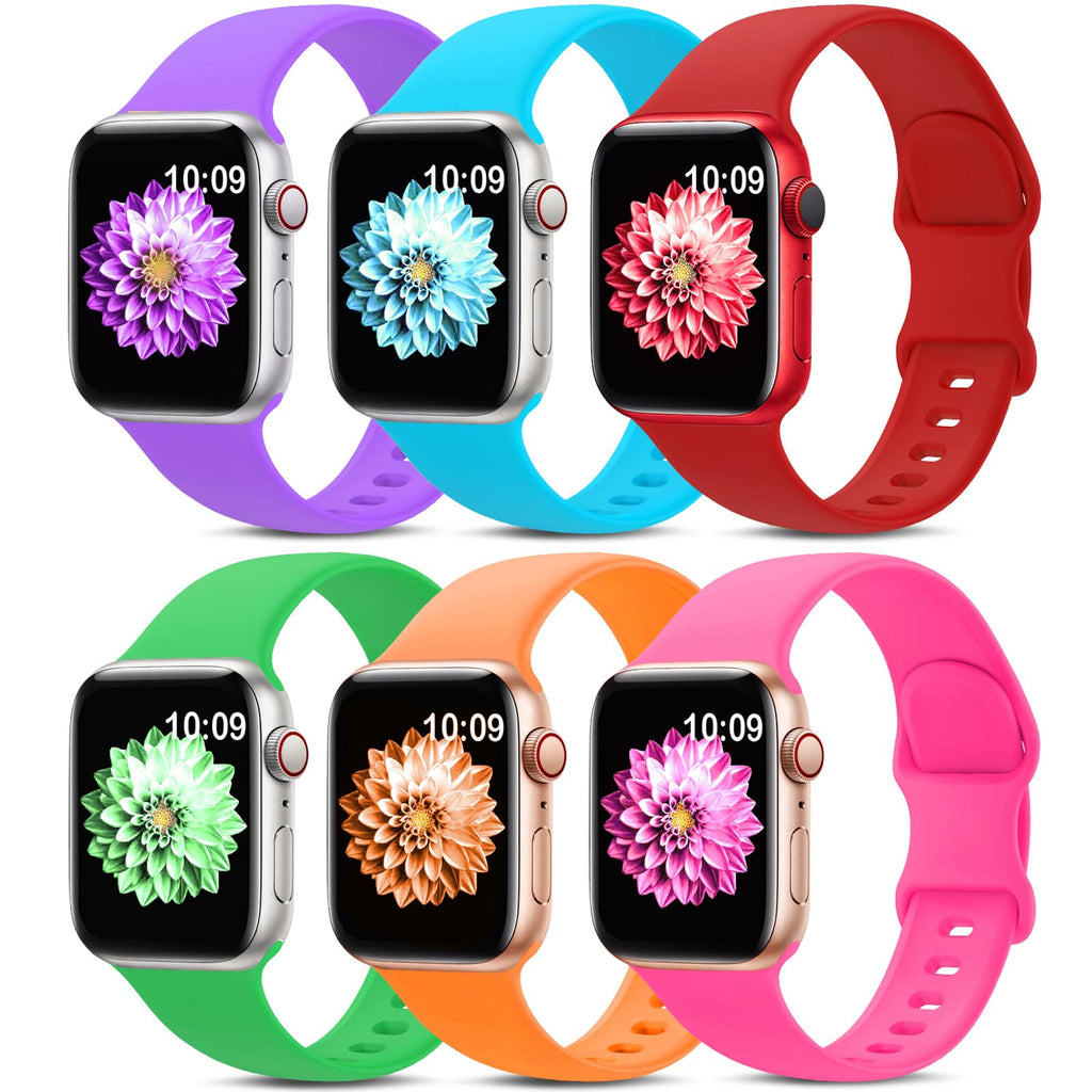 6 Pack Sport Silicone Bands Compatible with Apple Watch Band for Women Men