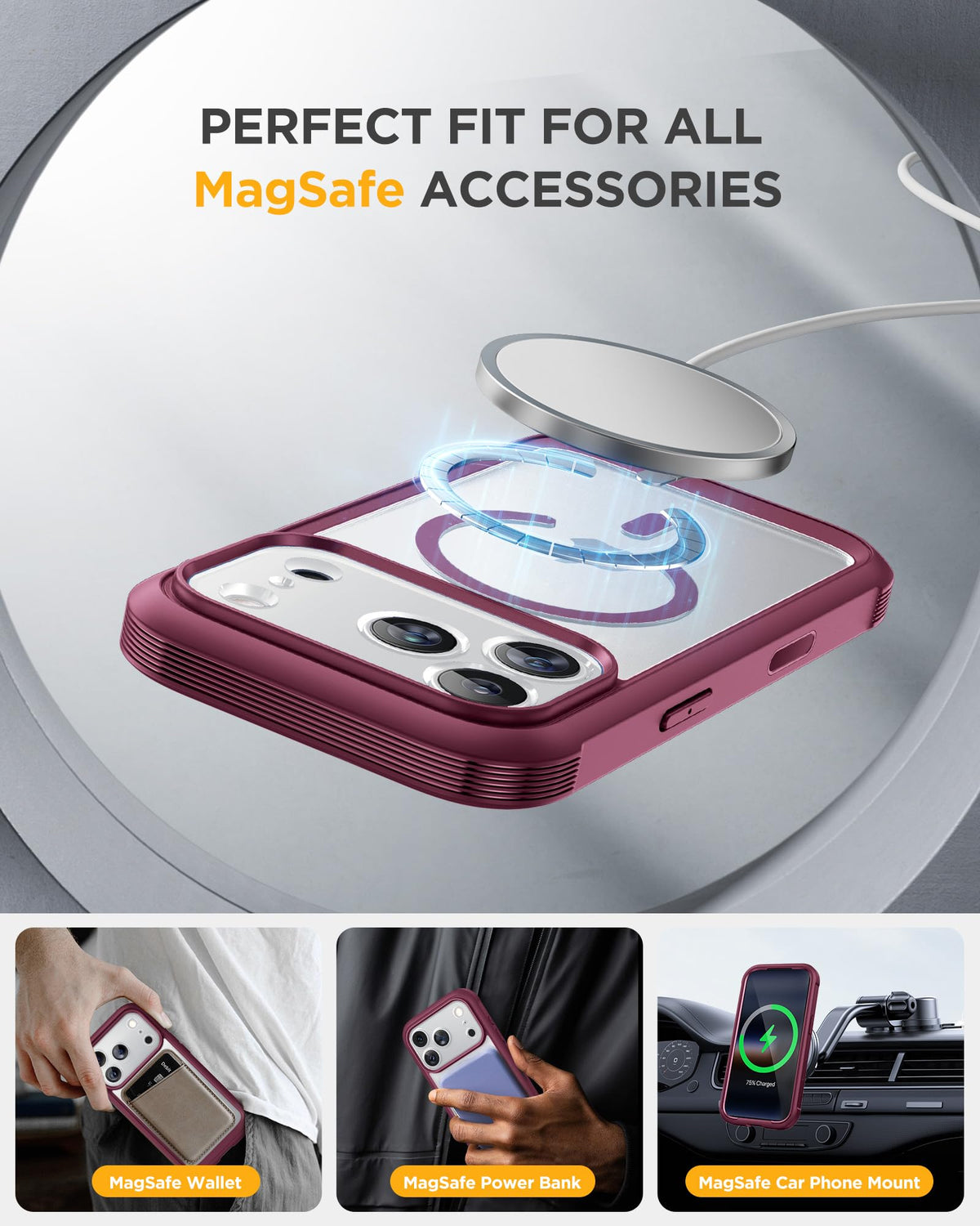 Miracase for iPhone 15 Pro Case 6.1'',with Private Screen Protector,Black