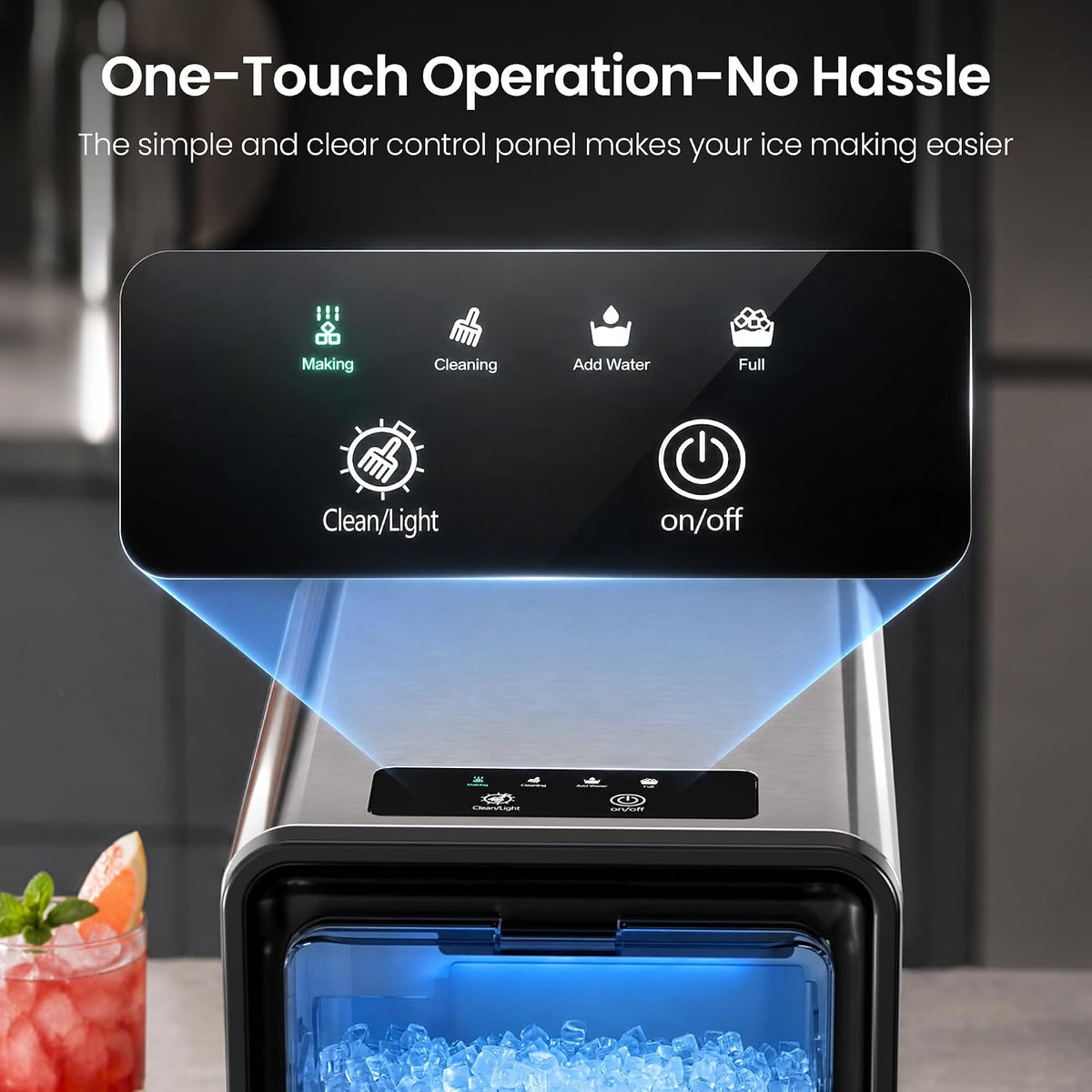 Kismile Nugget Ice Maker Countertop, 35 lbs/24H, Ice in 4 Mins