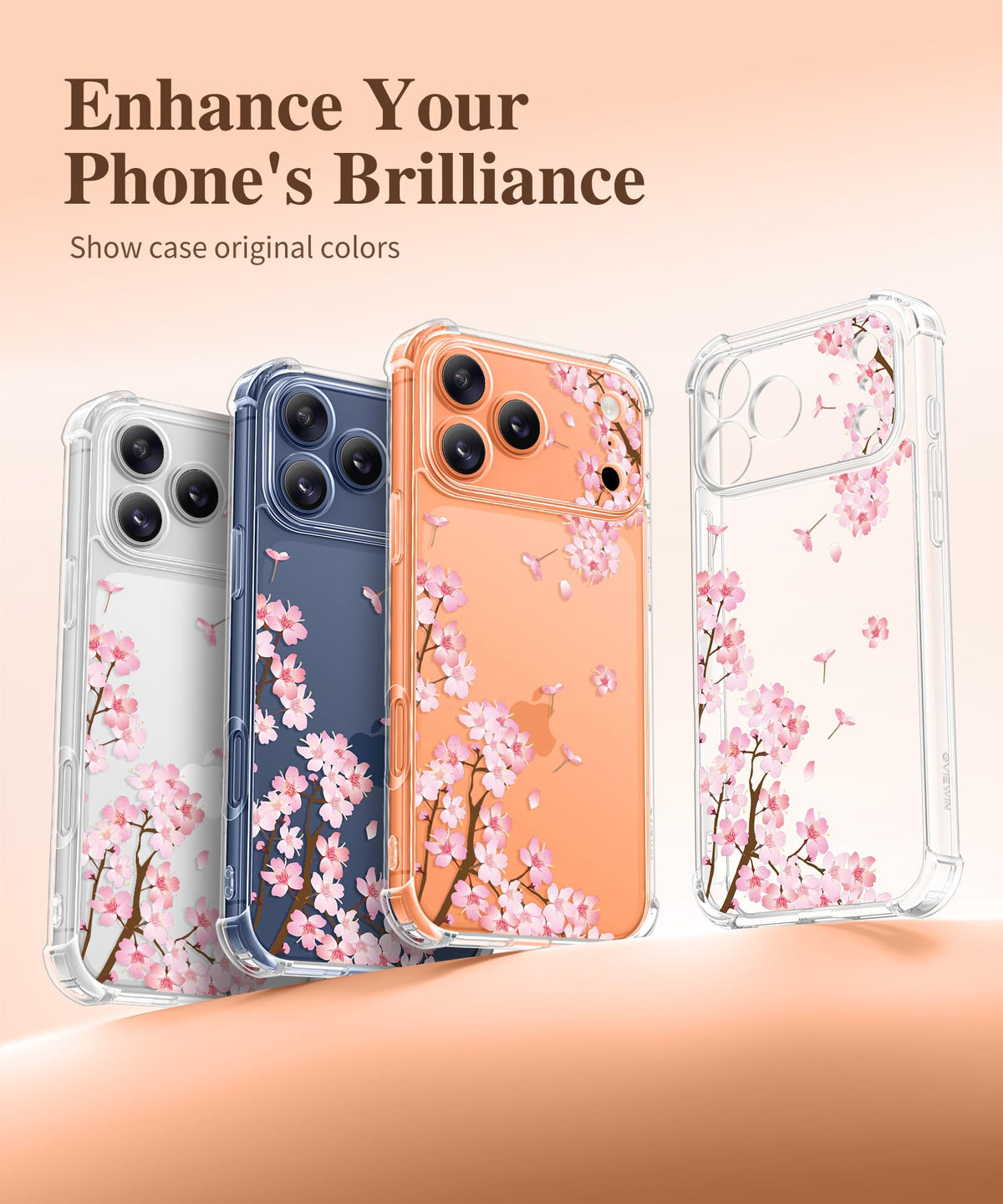 GVIEWIN for iPhone 18 Pro Max Case/17 Pro Max Case Floral Clear Slim Women