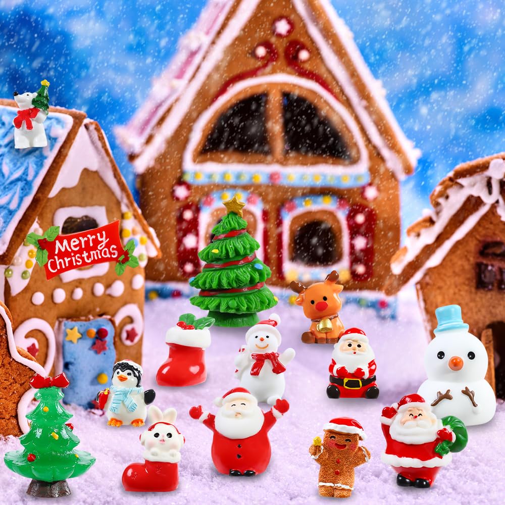 DIYDEC 40PCS Christmas Mini Ducks Figures Toys Miniature Resin Animal Decor