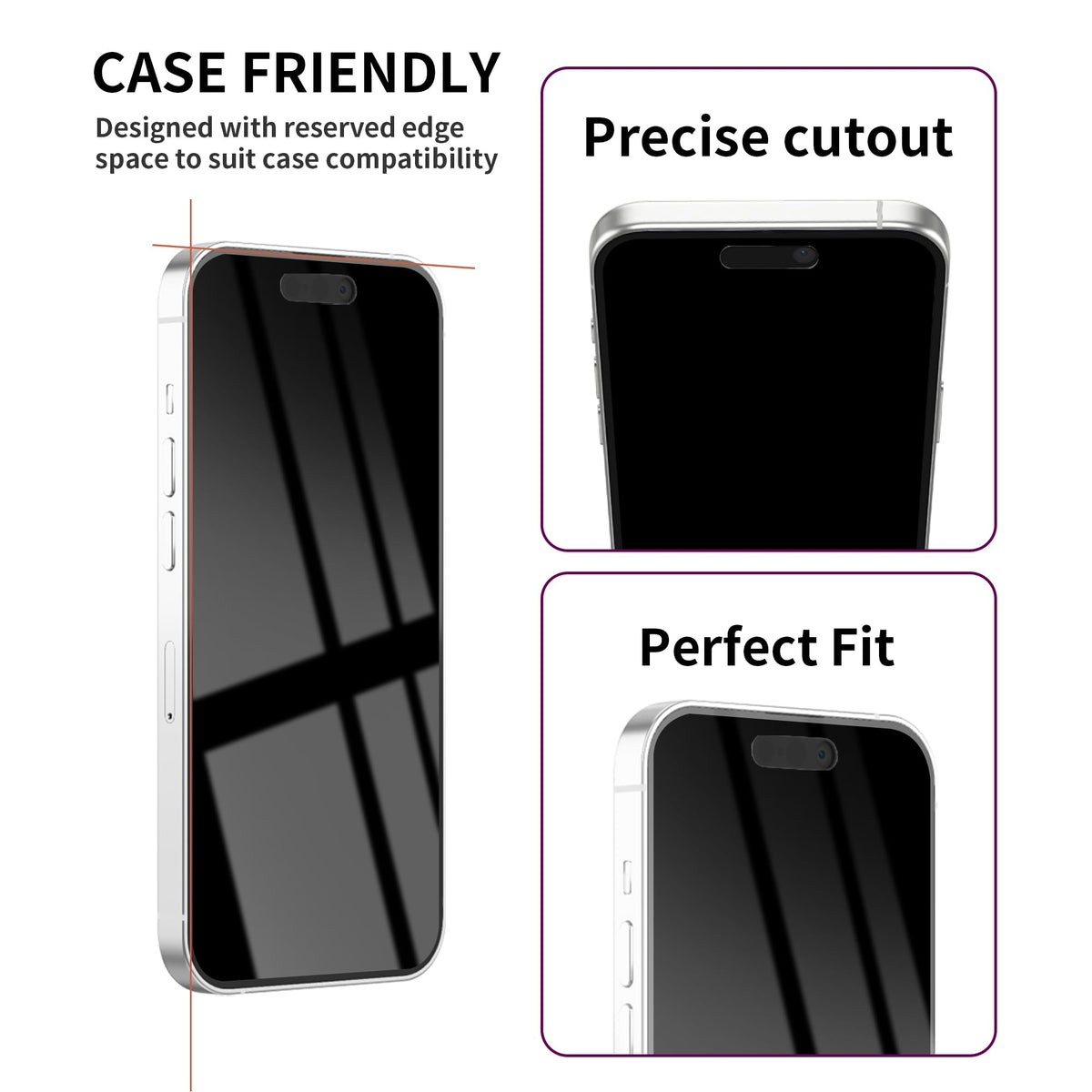 2 Pack Privacy Screen Protector for iPhone 14 Pro Max Purple