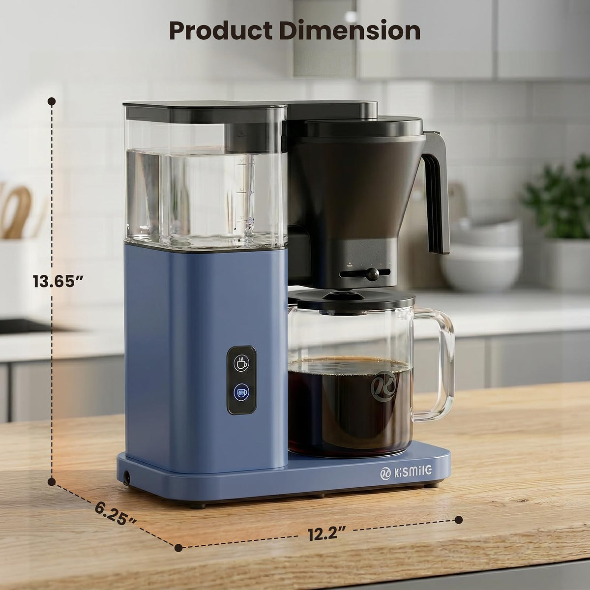 Kismile SCA Certified 8-Cup Coffee Maker, 6-Min Quick Brew, Hot & Cold Brew Coffee Machine, Adjustable Flow Control, Magnetic Anti-Drip, Keep Warm, DIY Manual Mode, Dishwasher Safe, Olive Green