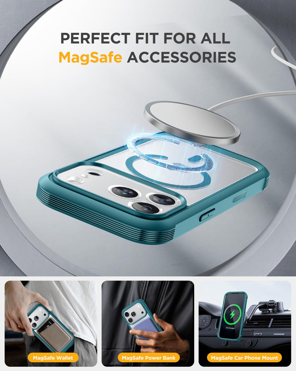 Miracase for iPhone 15 Pro Case 6.1'',with Private Screen Protector,Black