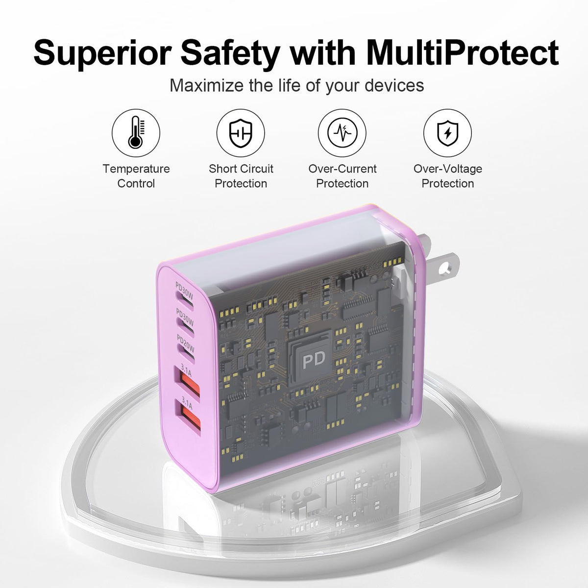 USB C Charger Block, 60W 5-Port Type C Charger Fast Charging Blocks