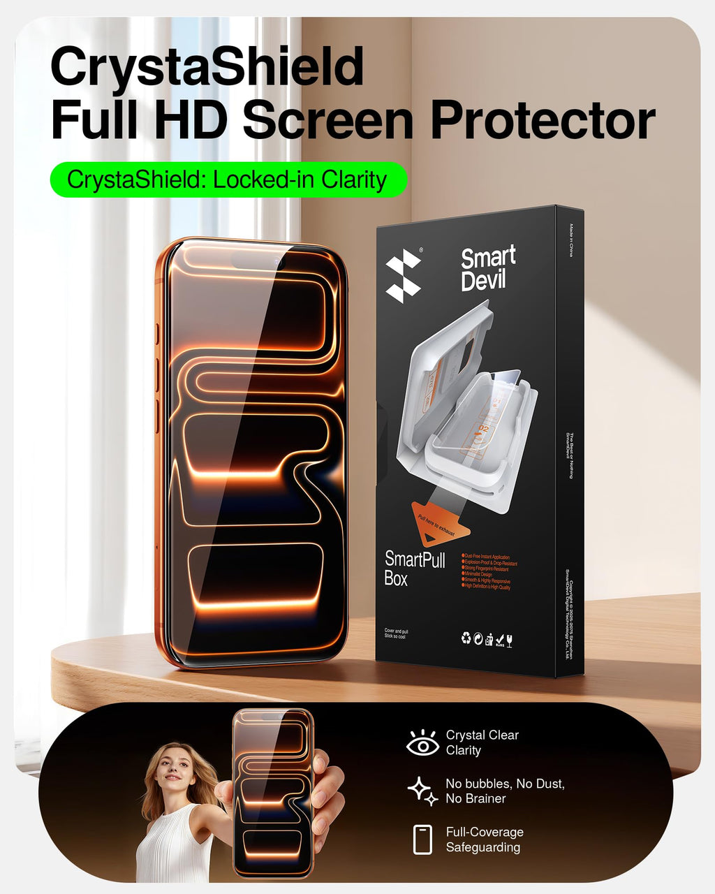 SMARTDEVIL 2 Pack Privacy Screen Protector for iPhone 17 Pro Max, Anti-Spy
