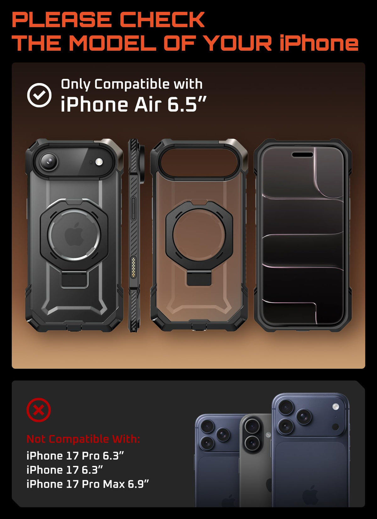 SUPCASE for iPhone 18 Pro Max Case/ 17 Pro Max Case with Stand, Black
