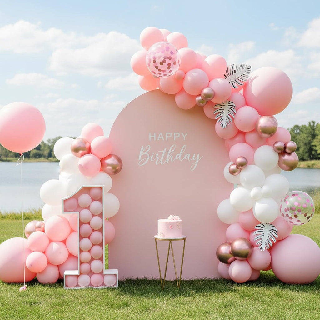 RUBFAC Pink Balloons Pastel Pink Balloon Arch Kit Different Sizes 129pcs