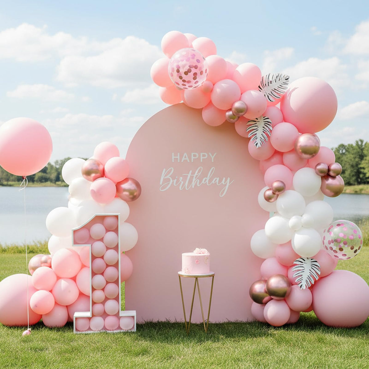 RUBFAC Pink Balloons Pastel Pink Balloon Arch Kit Different Sizes 129pcs